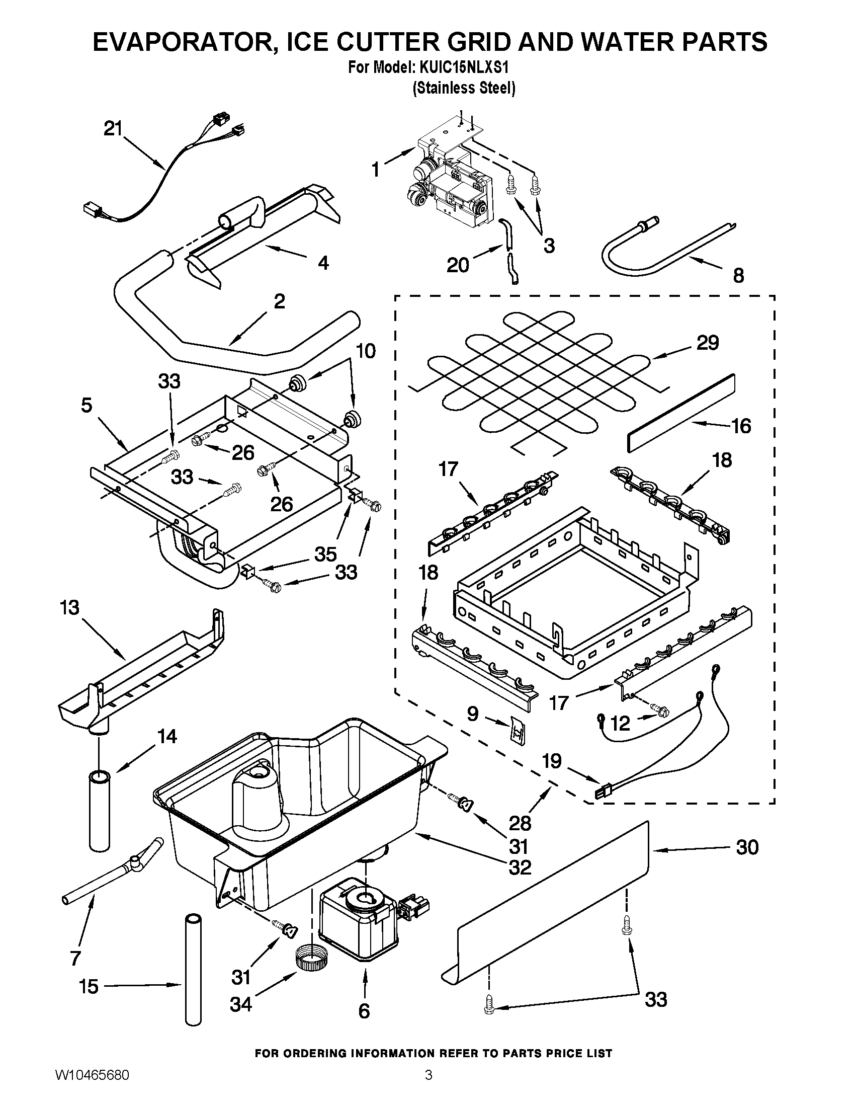 02 - EVAPORATOR, ICE CUTTER GRID AND WATER PARTS