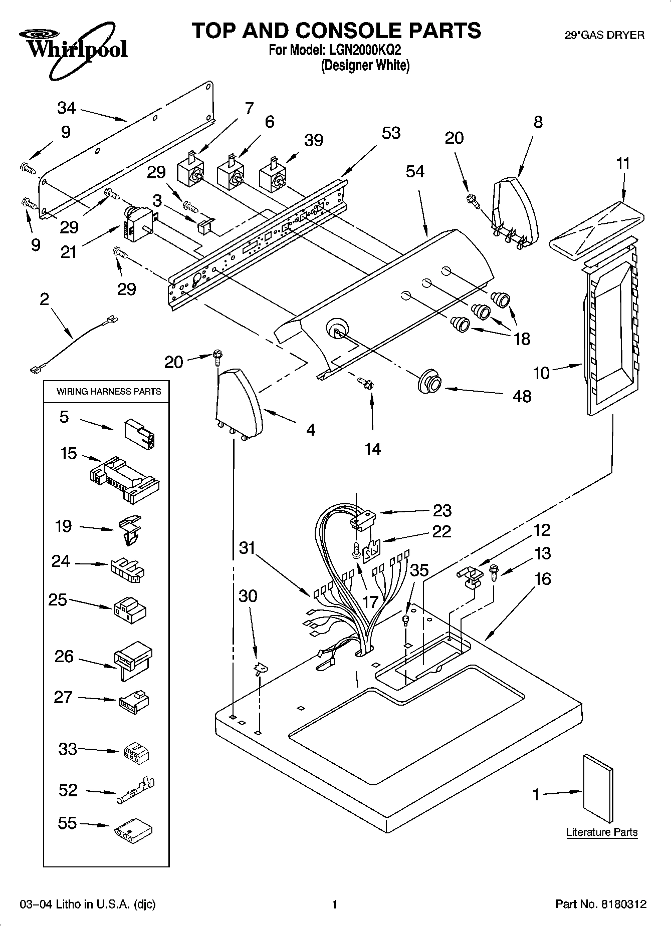 01 - TOP AND CONSOLE PARTS OPTIONAL PARTS (NOT INCLUDED)