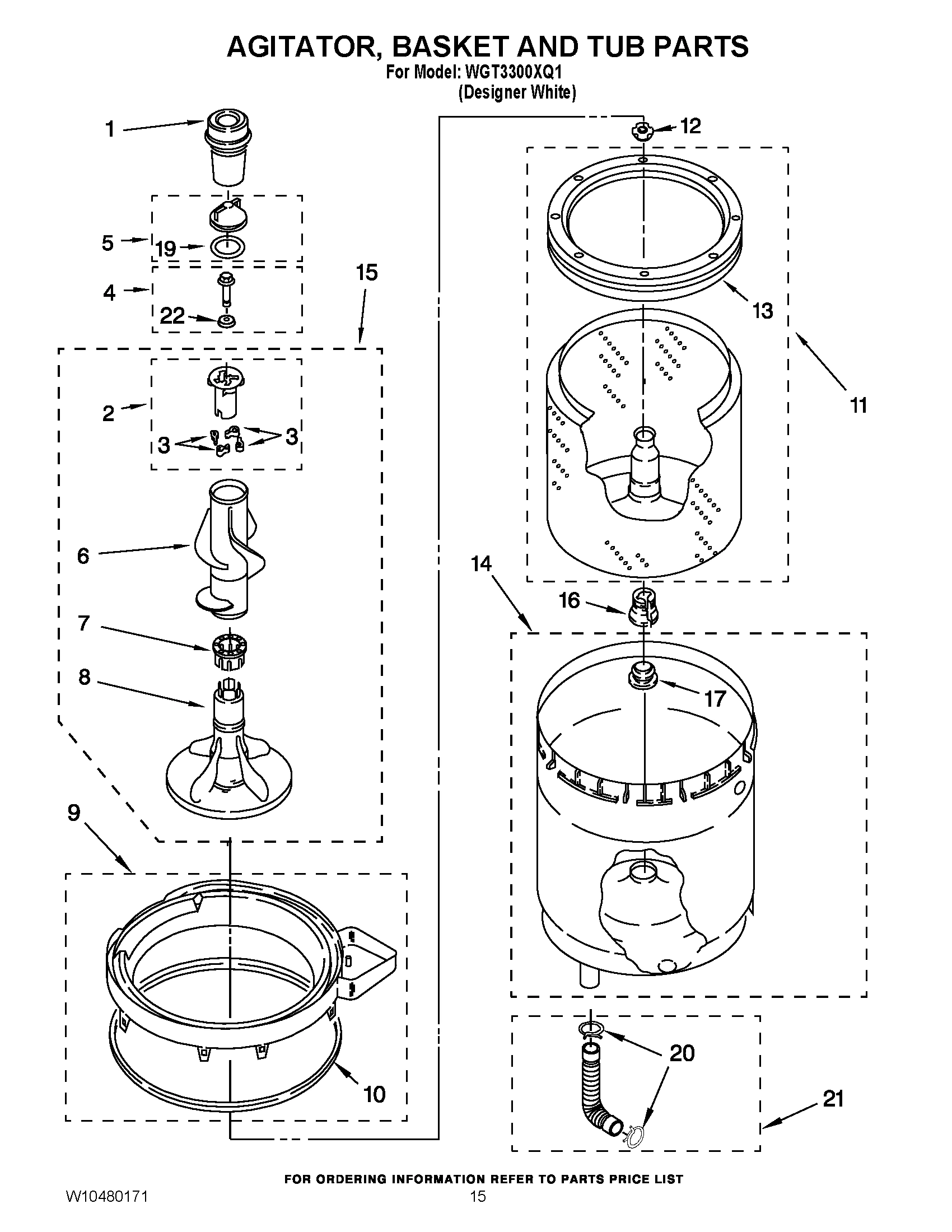 10 - AGITATOR, BASKET AND TUB PARTS
