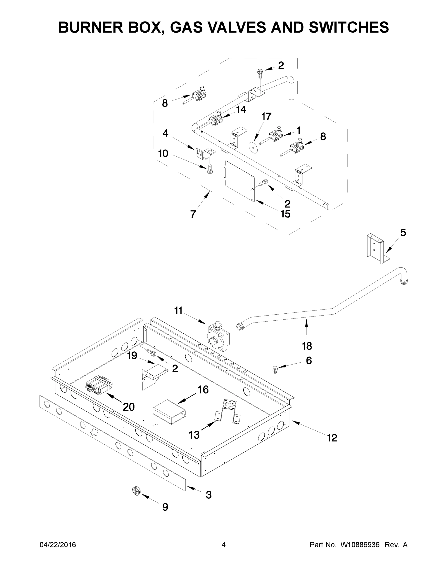 03 - BURNER BOX, GAS VALVES AND SWITCHES