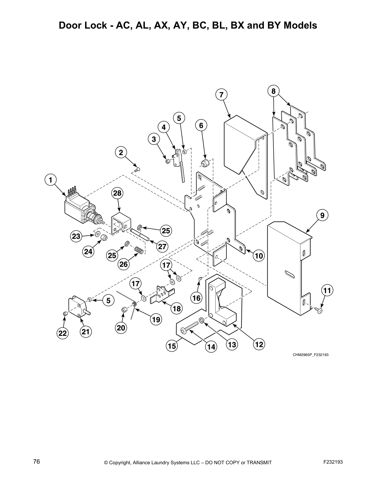 Door Lock - AC, AL, AX, AY, BC, BL, BX and BY Models