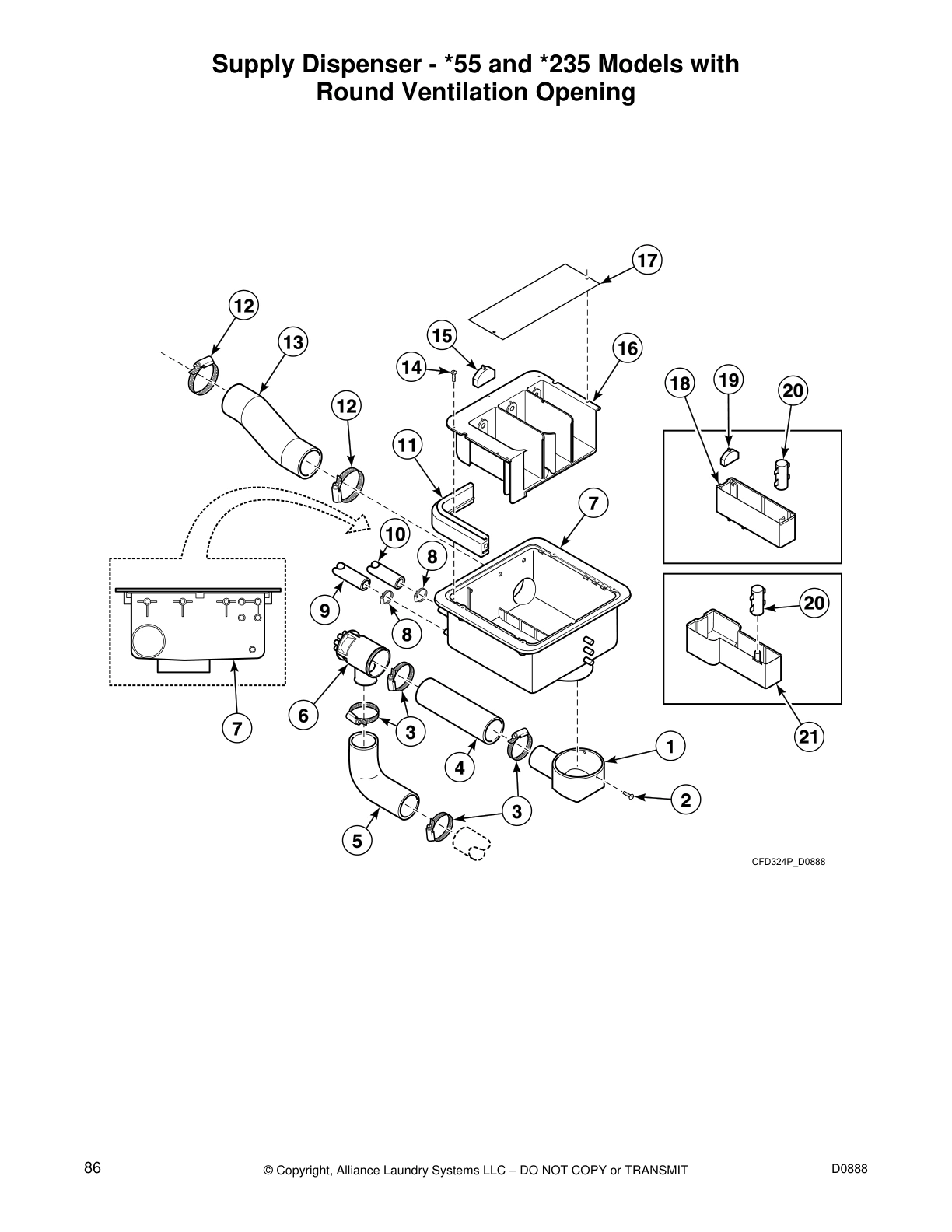Supply Dispenser - *55 and *235 Models with
Round Ventilation Opening