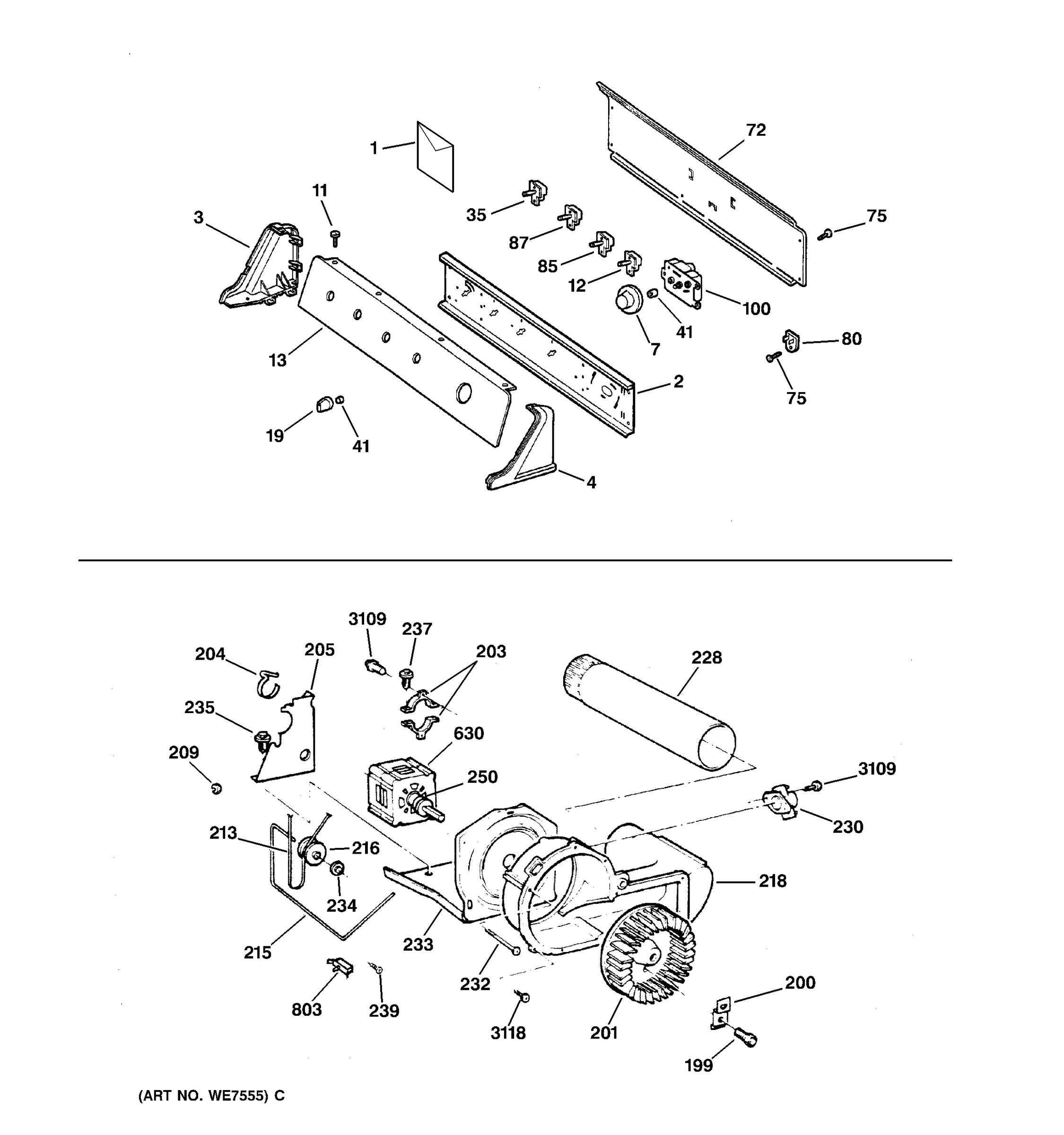 BACKSPLASH, BLOWER & MOTOR