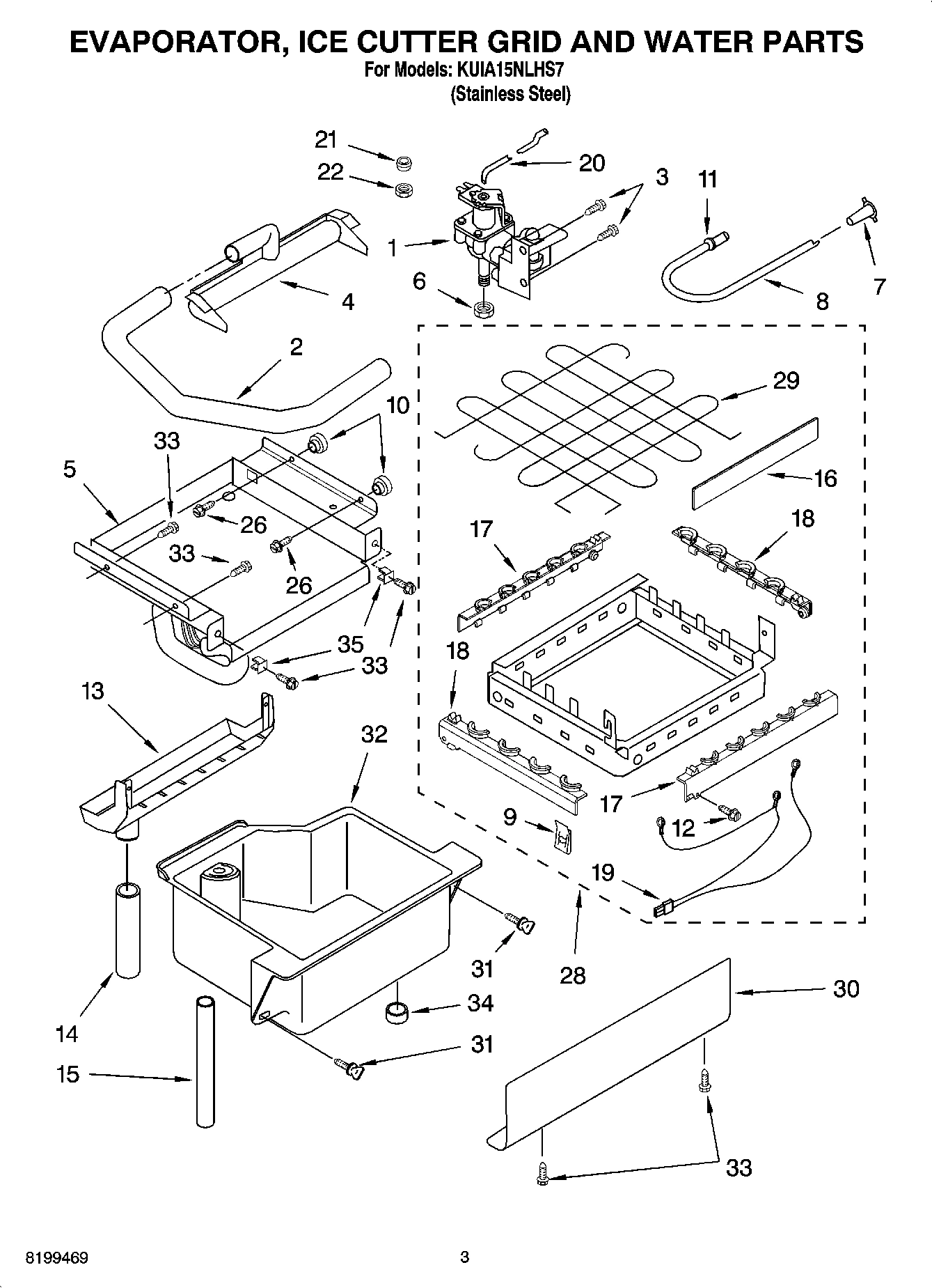 02 - EVAPORATOR ICE CUTTER GRID AND WATER PARTS