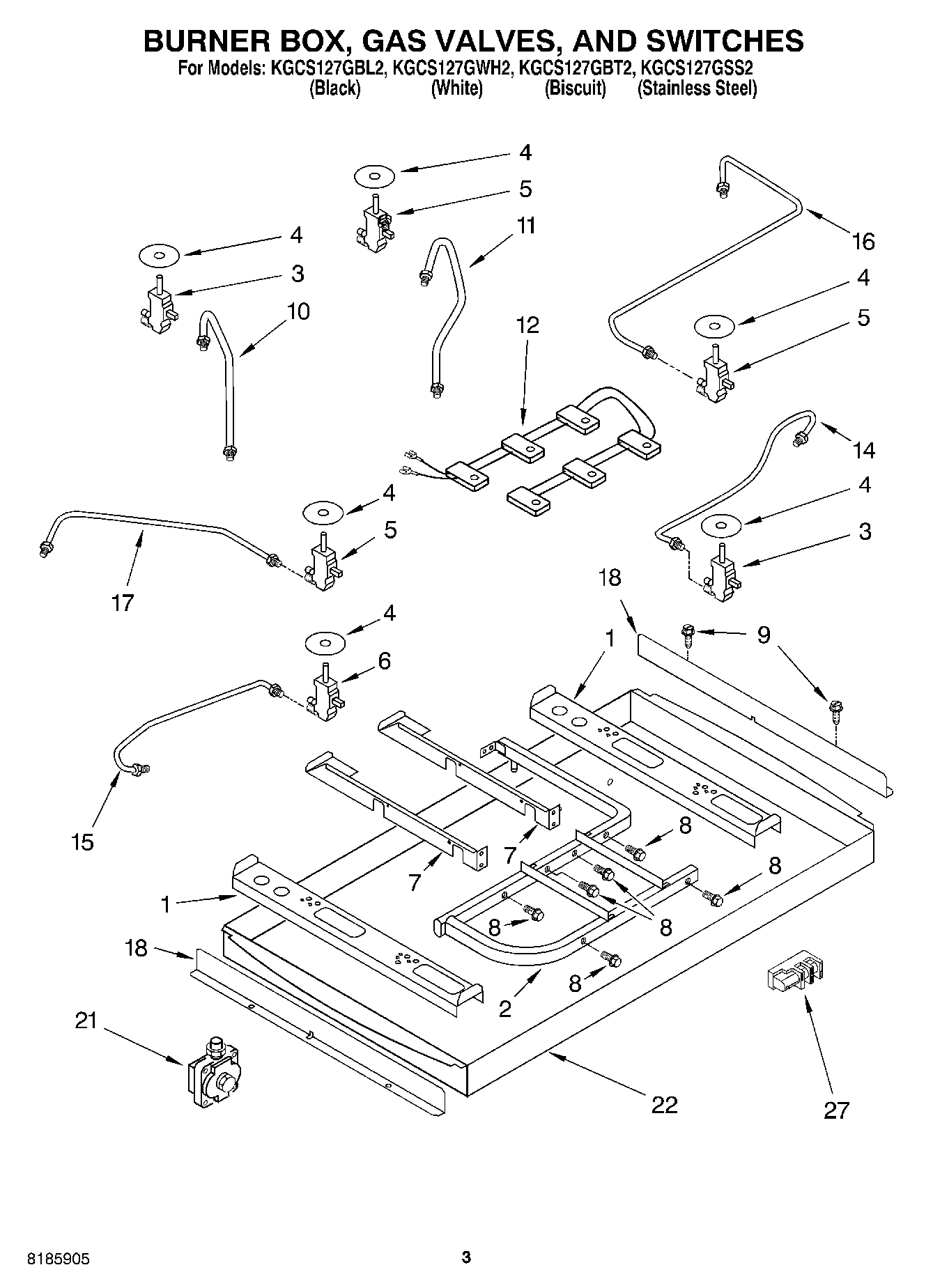 02 - BURNER BOX, GAS VALVES, AND SWITCHES