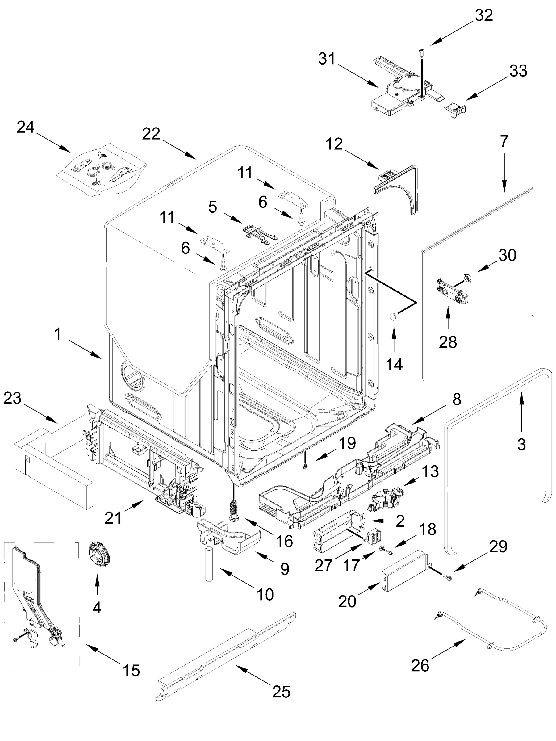 TUB AND FRAME PARTS