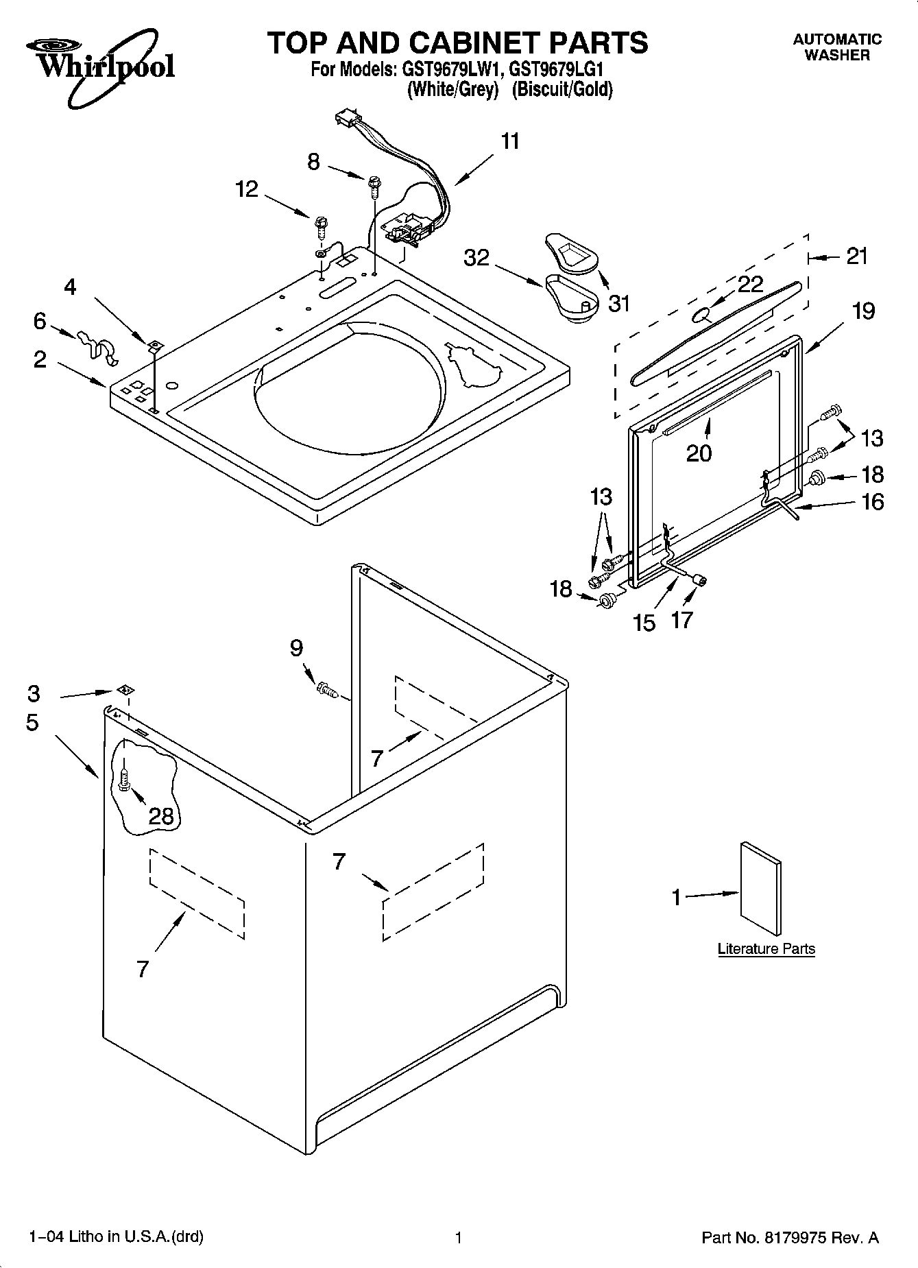 01 - TOP AND CABINET PARTS