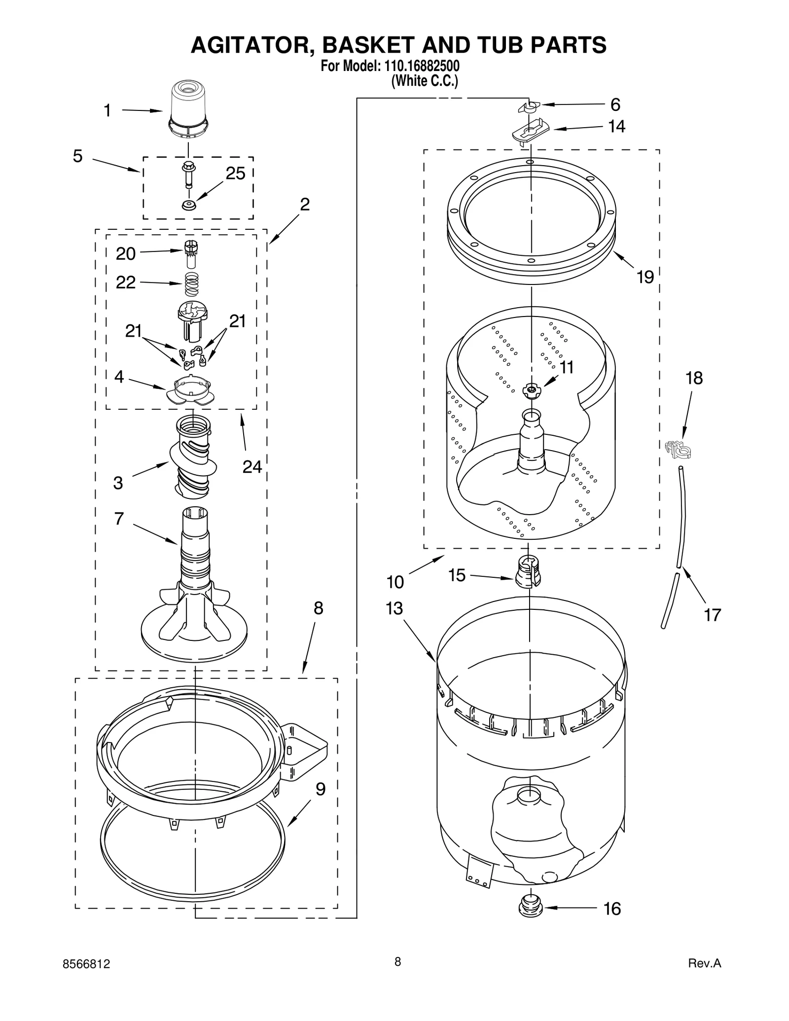 AGITATOR, BASKET AND TUB PARTS