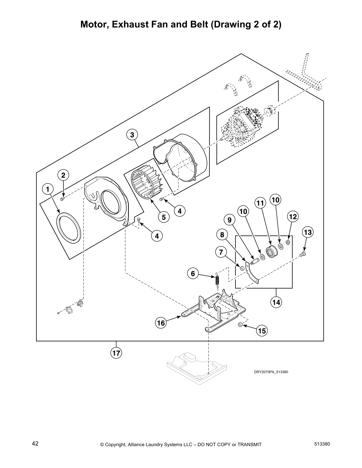 Motor, Exhaust Fan and Belt (Drawing 2 of 2)