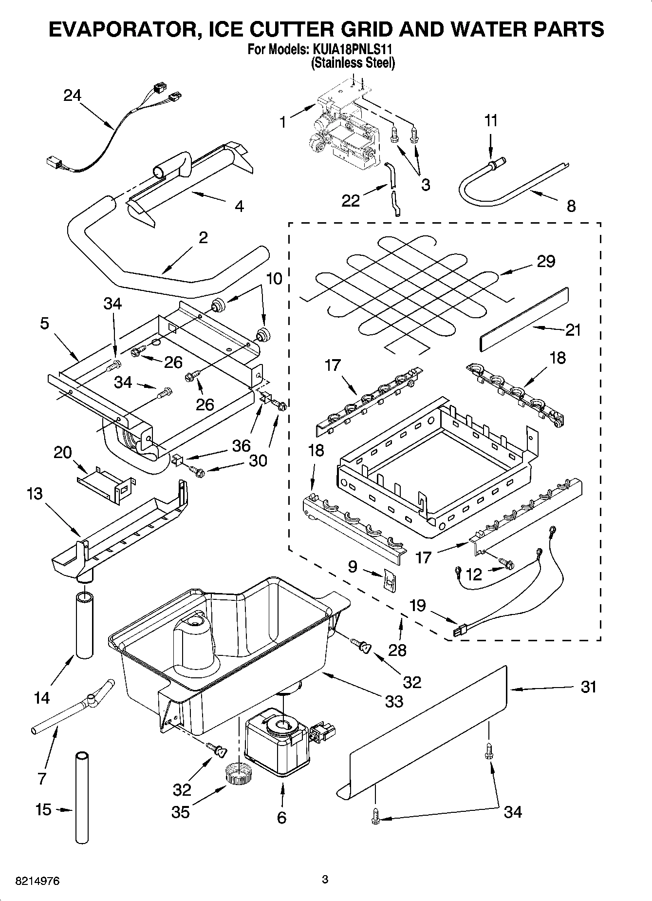 02 - EVAPORATOR, ICE CUTTER GRID AND WATER PARTS