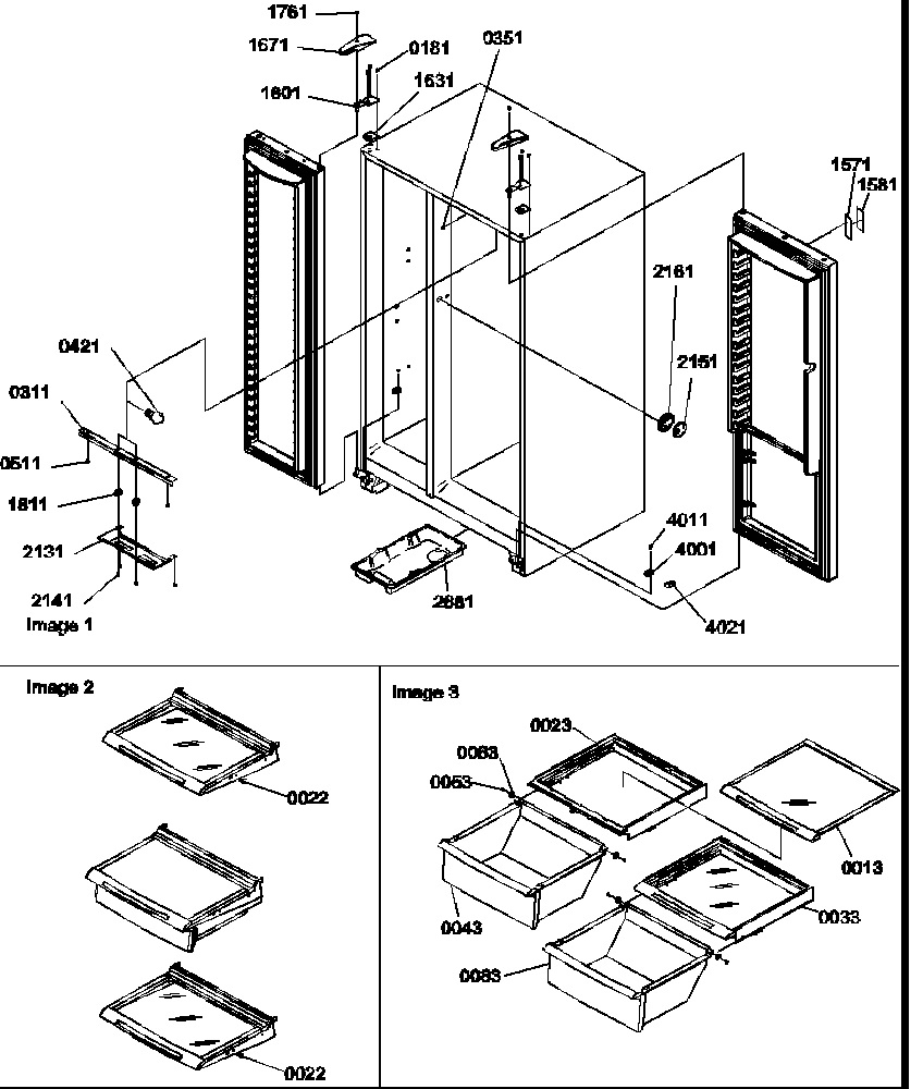 11 - REF/FZ LIGHTS, HINGES, AND SHELVING ASSY