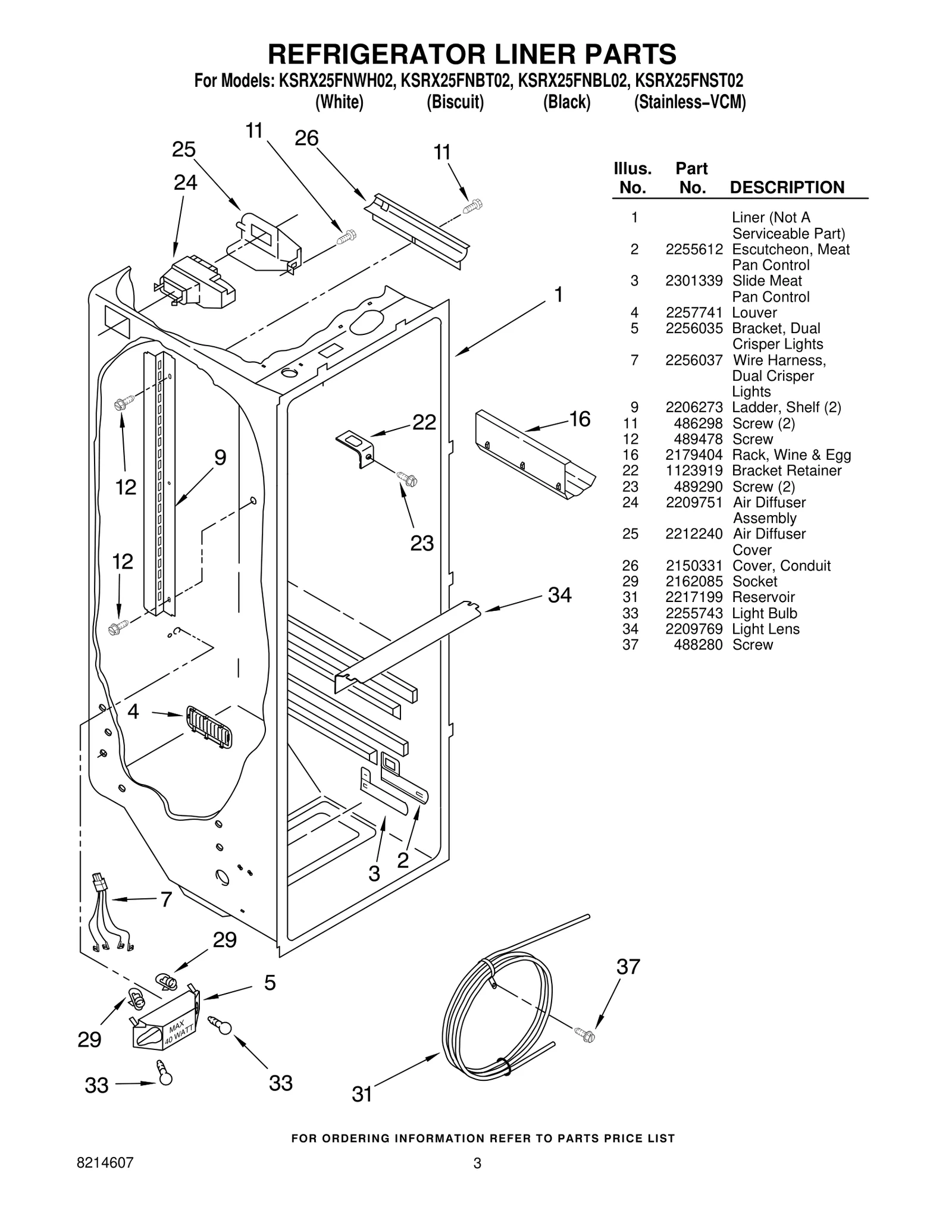 REFRIGERATOR LINER PARTS