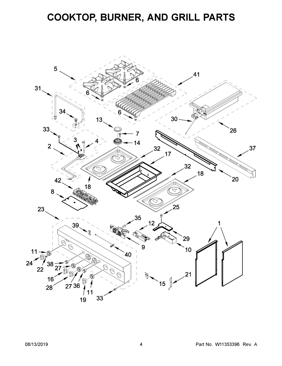 03 - COOKTOP, BURNER, AND GRILL PARTS