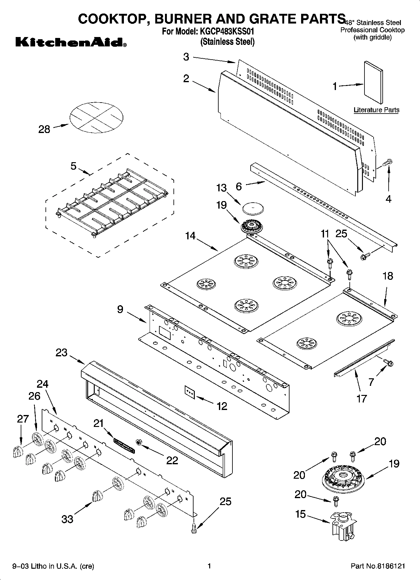 01 - COOKTOP, BURNER AND GRATE PARTS