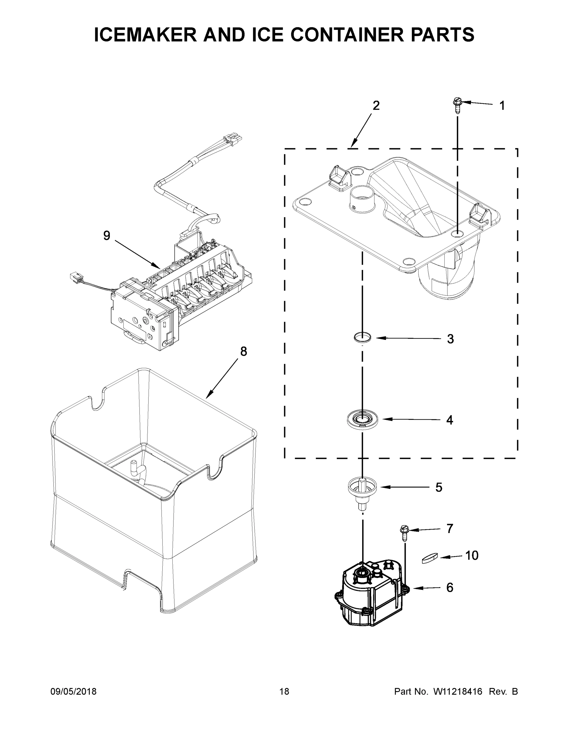10 - ICEMAKER AND ICE CONTAINER PARTS
