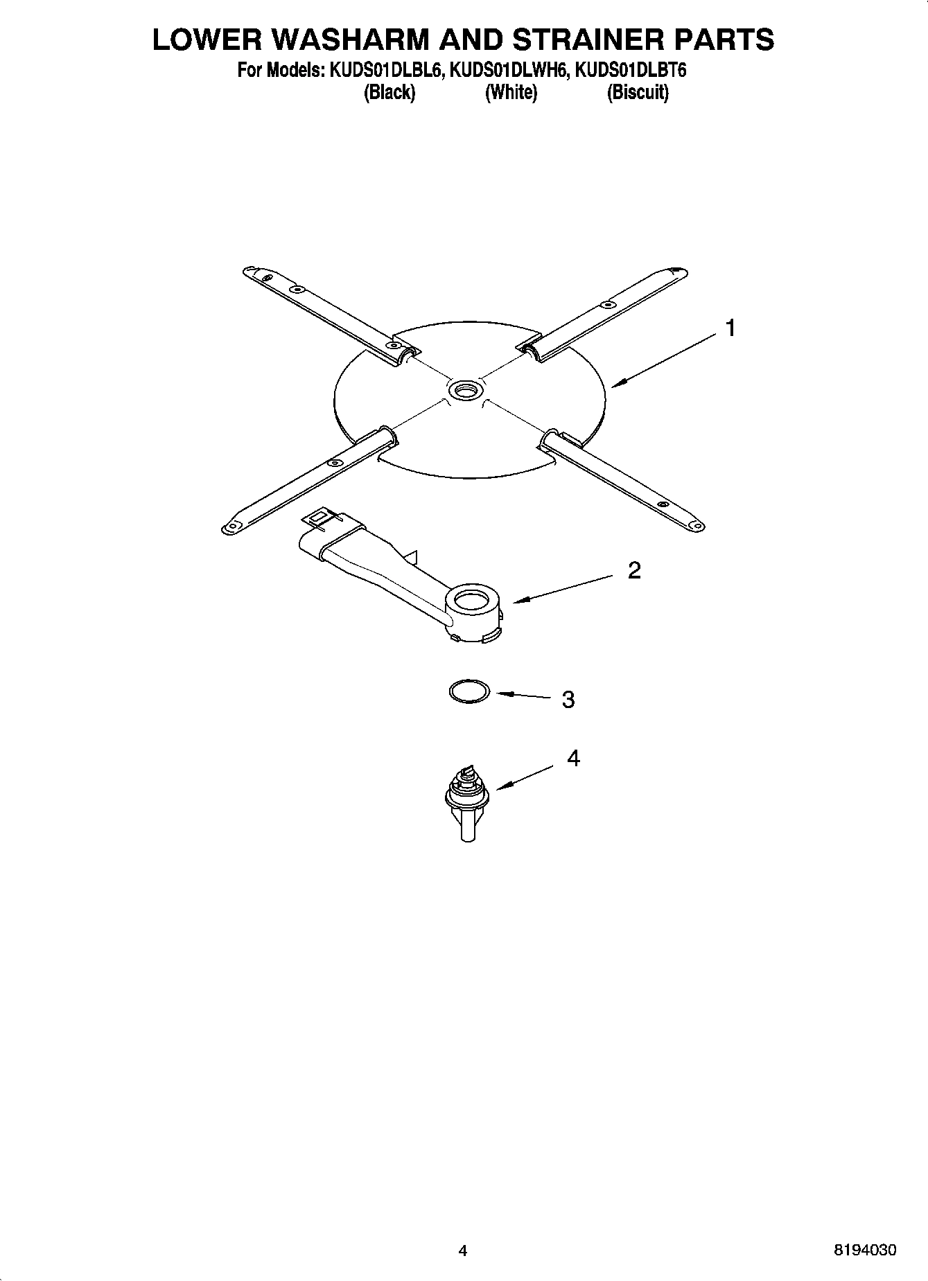 04 - LOWER WASHARM AND STRAINER PARTS