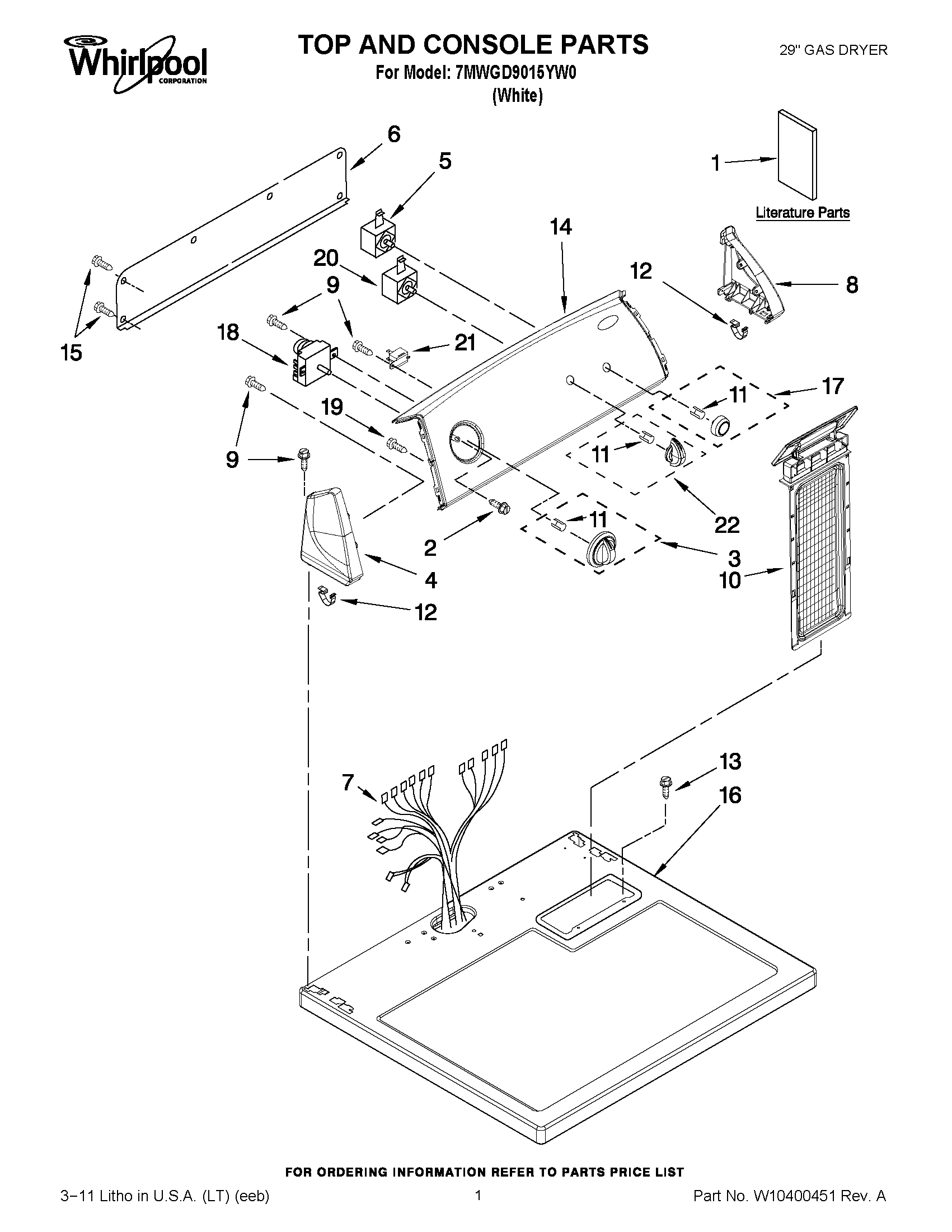 01 - TOP AND CONSOLE PARTS