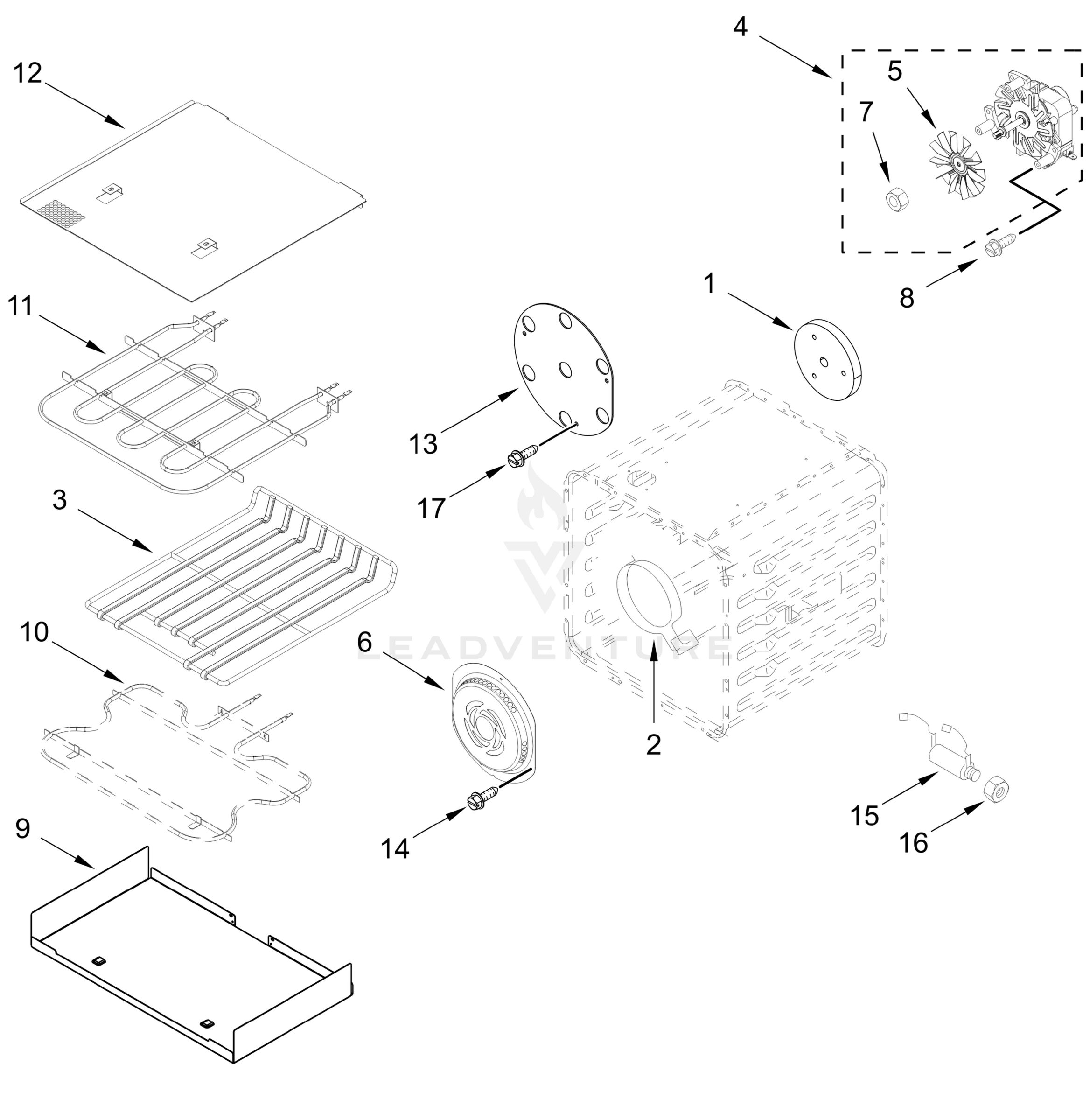 18-IN INTERNAL OVEN PARTS