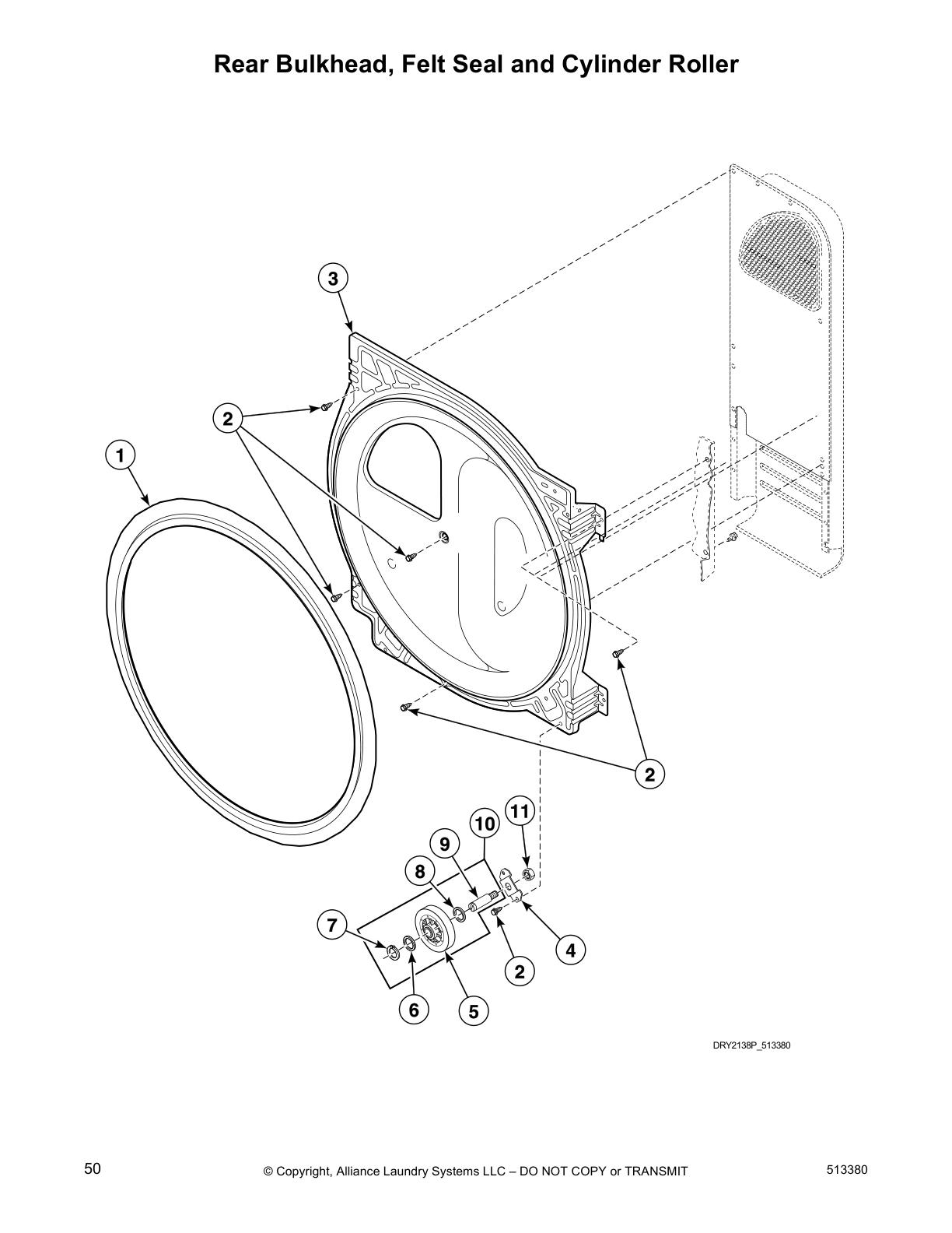 Rear Bulkhead, Felt Seal and Cylinder Roller