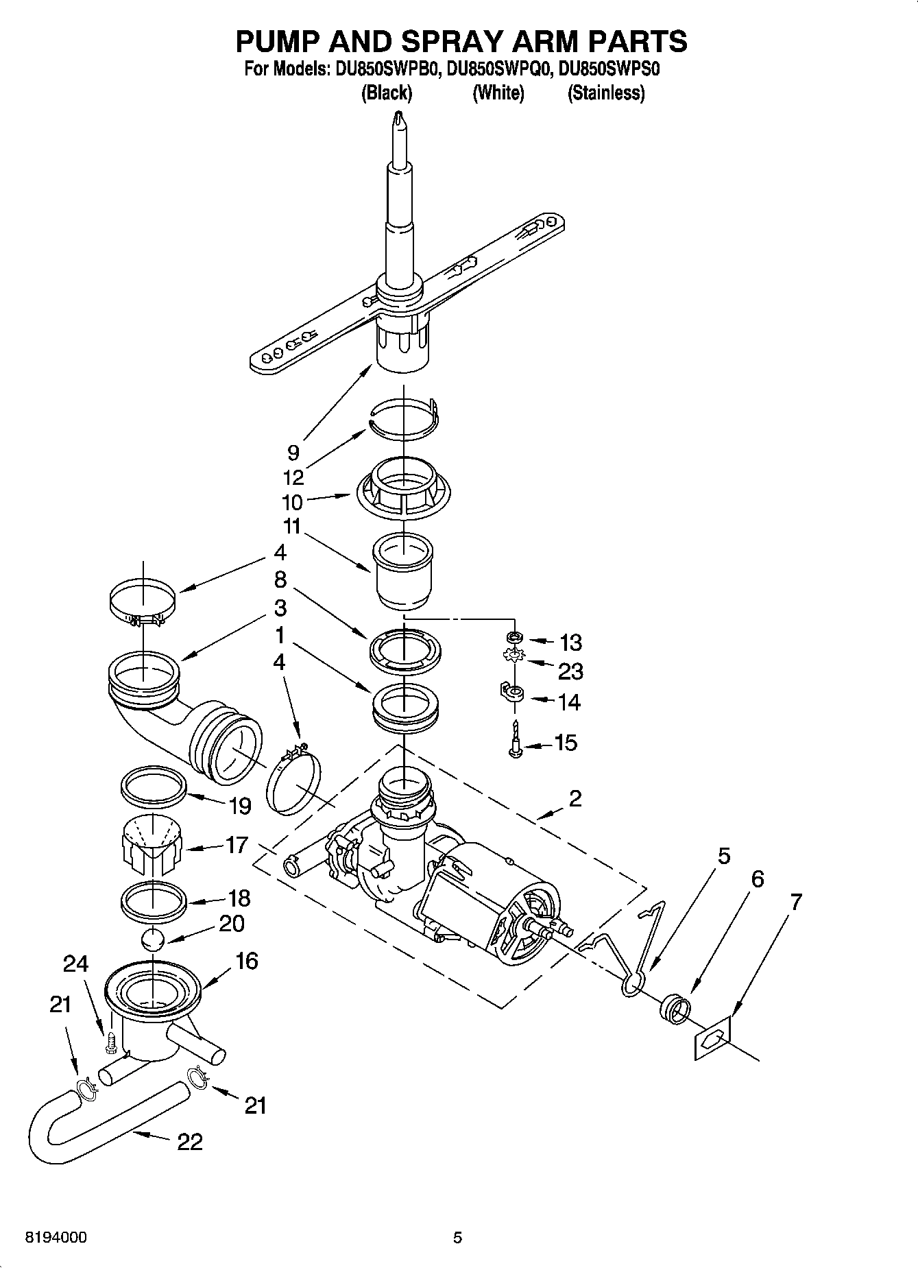 04 - PUMP AND SPRAY ARM PARTS