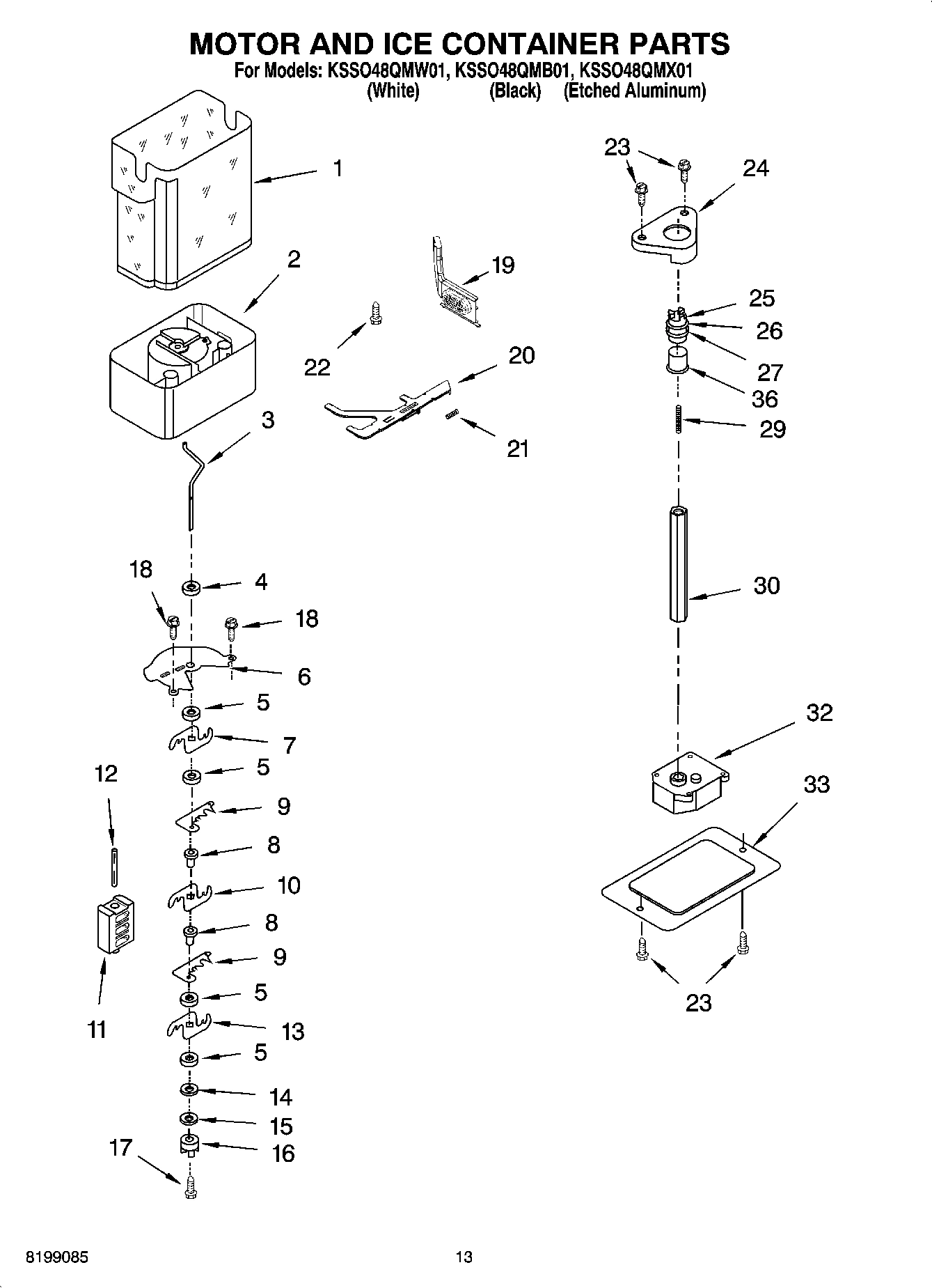 09 - MOTOR AND ICE CONTAINER PARTS