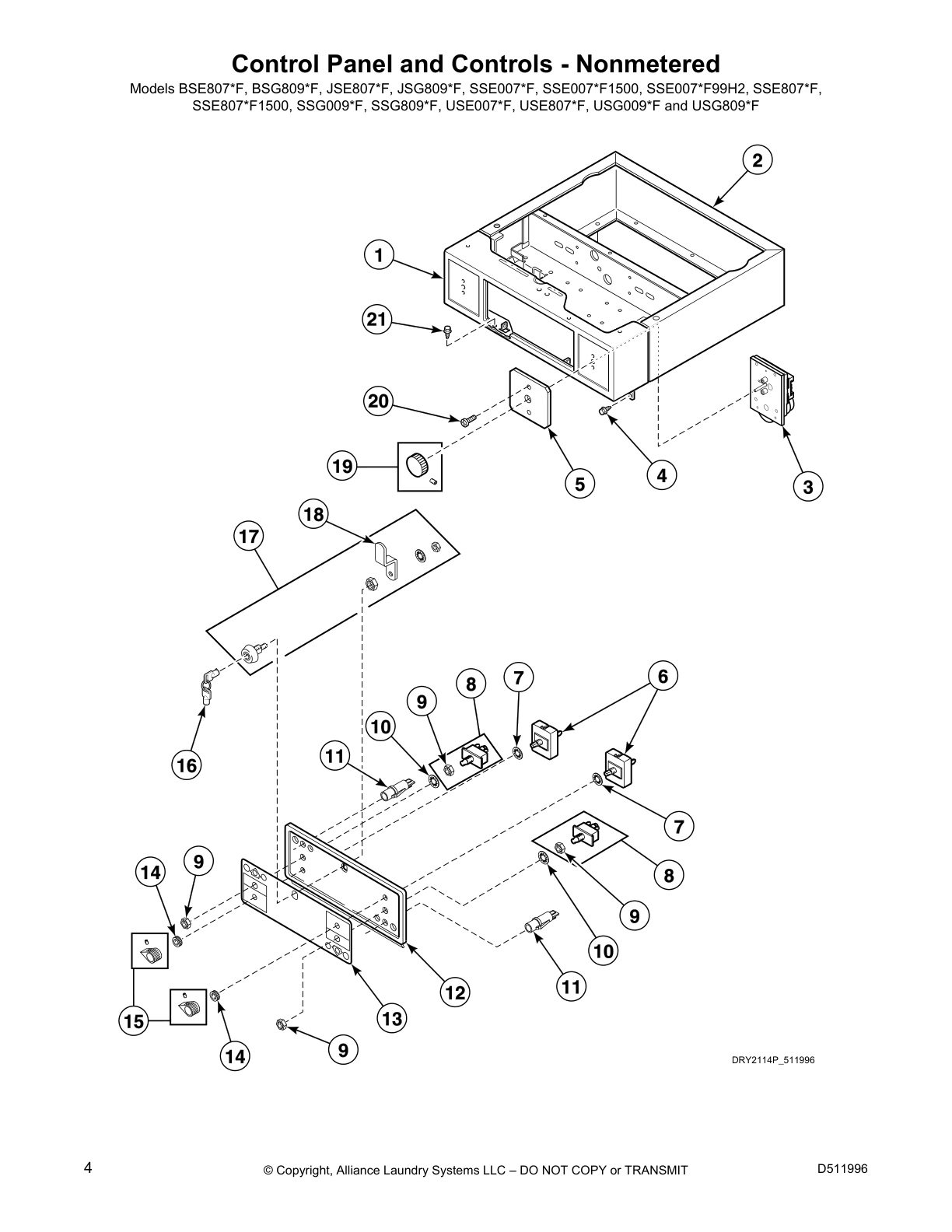 Control Panel and Controls - Nonmetered