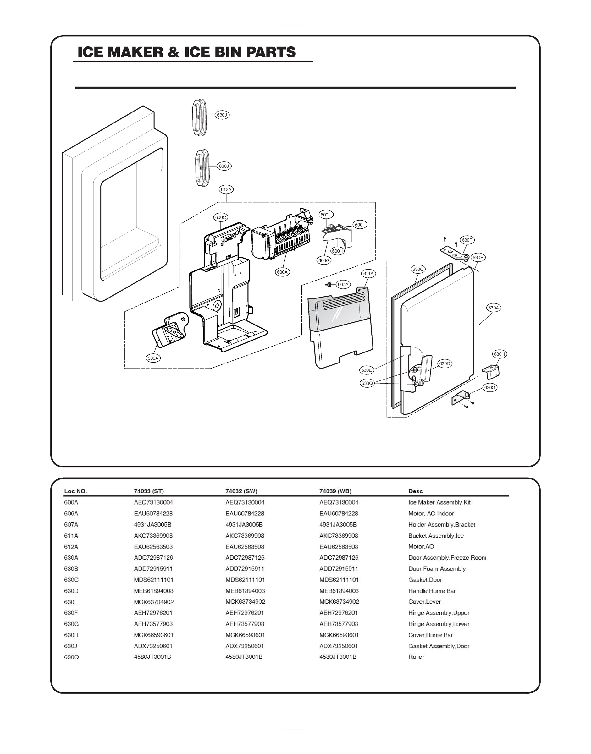 ICEMAKER & ICE BIN PARTS