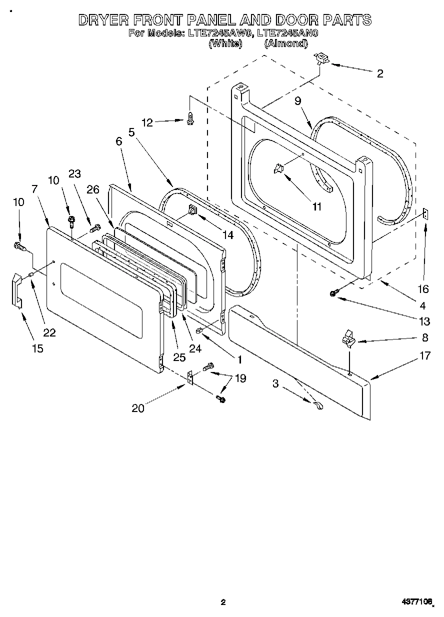 02 - DRYER FRONT PANEL AND DOOR