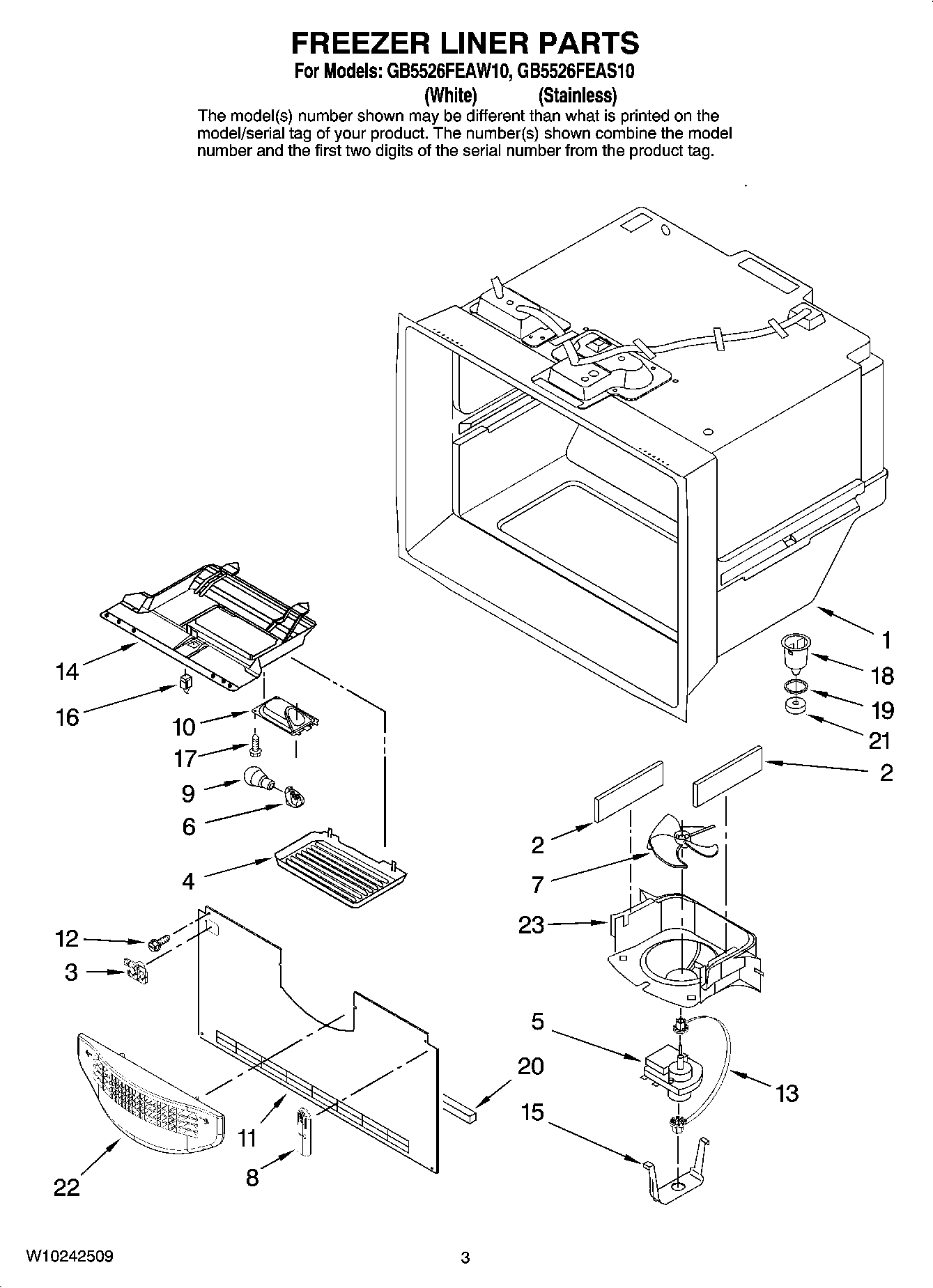 02 - FREEZER LINER PARTS