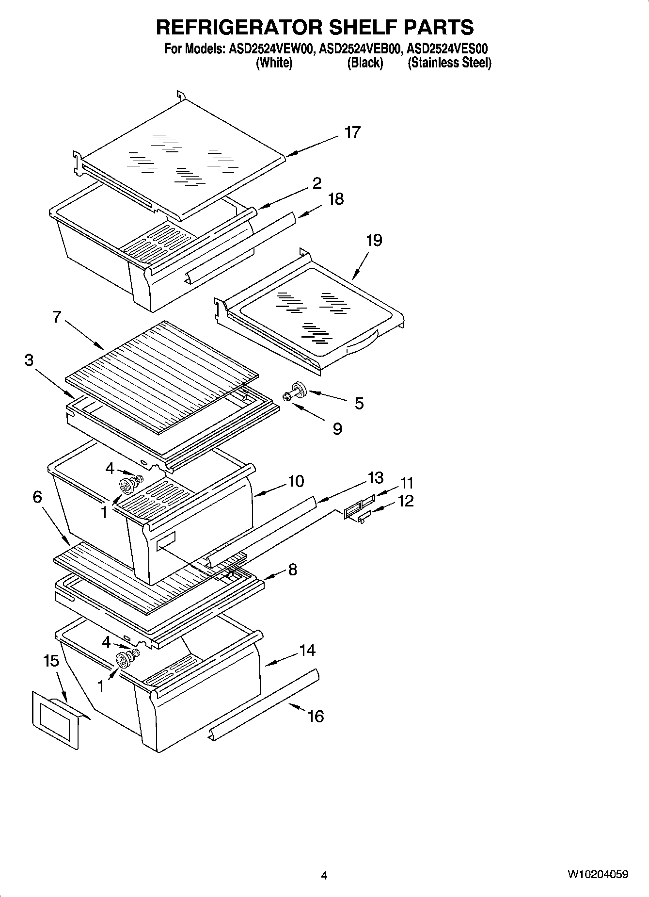 03 - REFRIGERATOR SHELF PARTS