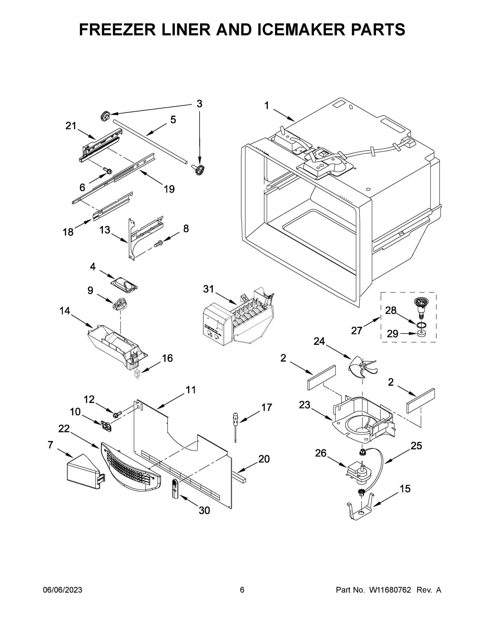 04 - FREEZER LINER AND ICEMAKER PARTS