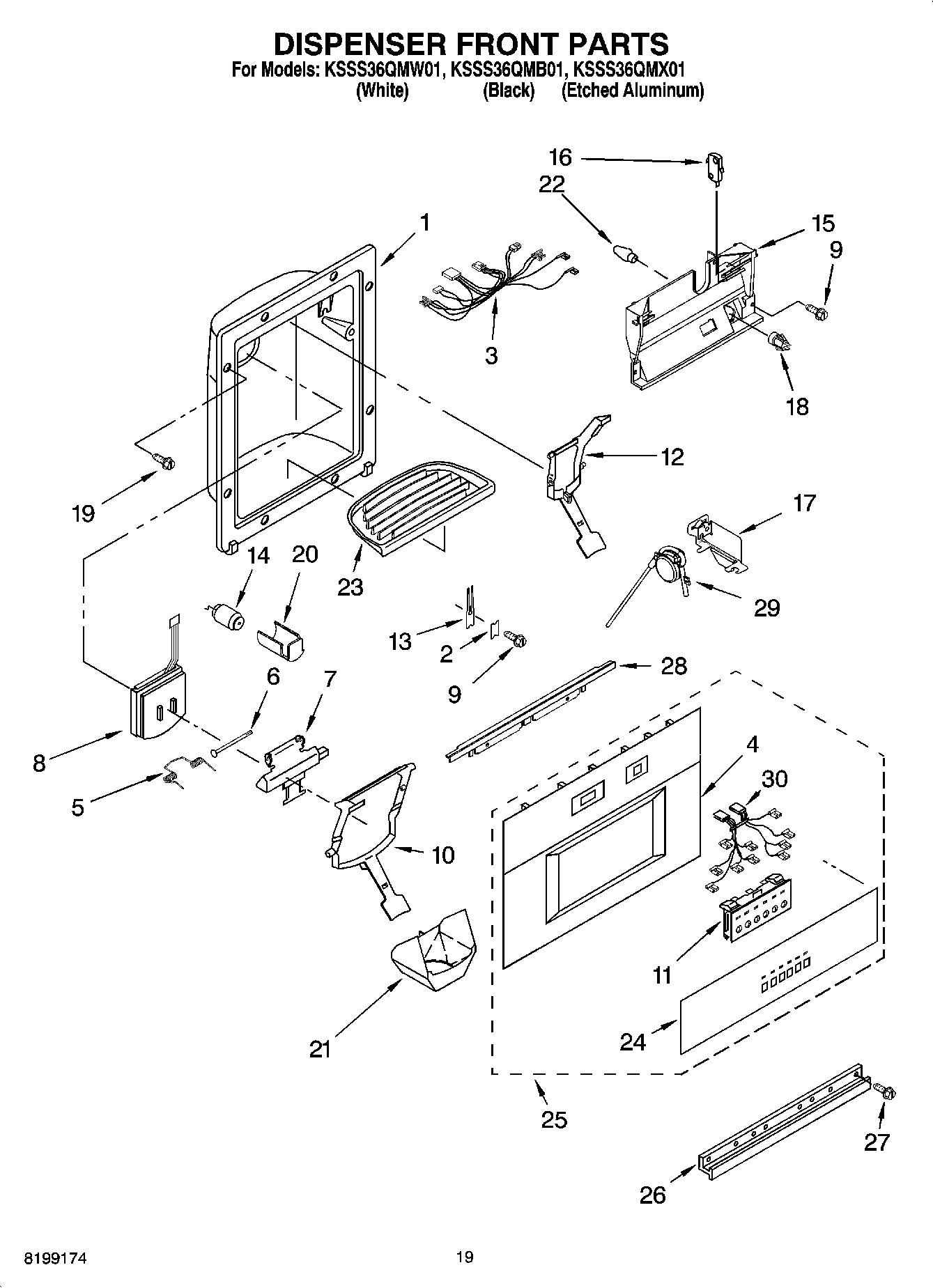 12 - DISPENSER AND FRONT PARTS