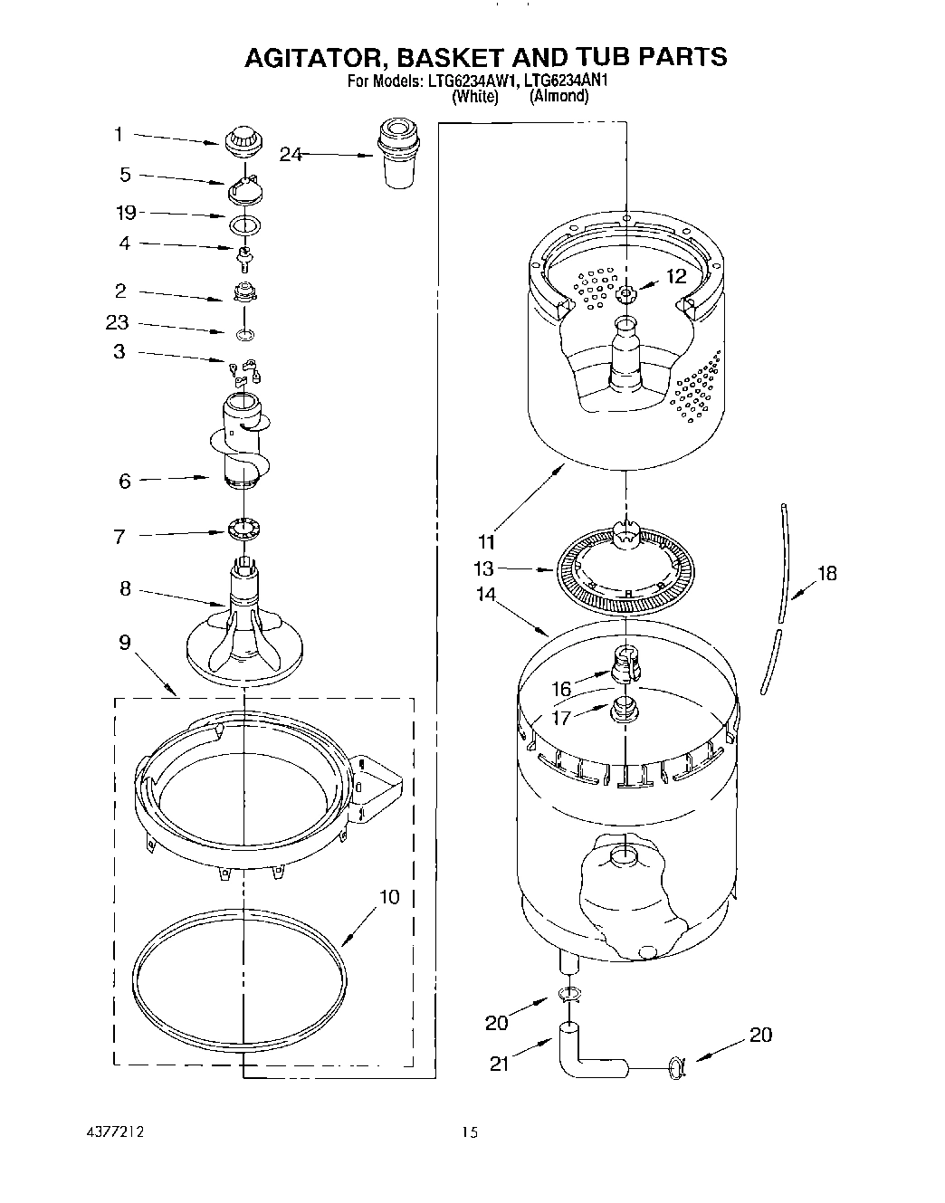 10 - AGITATOR, BASKET AND TUB