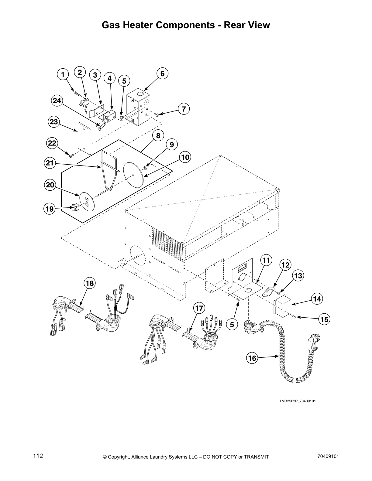 Gas Heater Components - Rear View