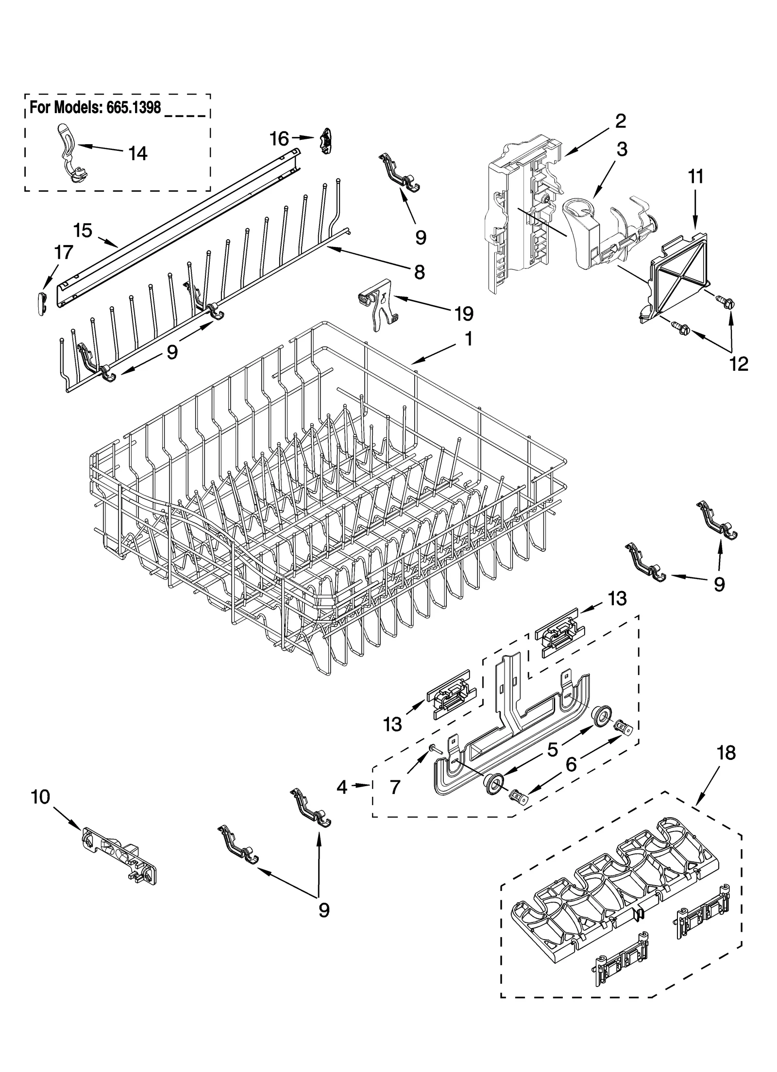 UPPER RACK AND TRACK PARTS