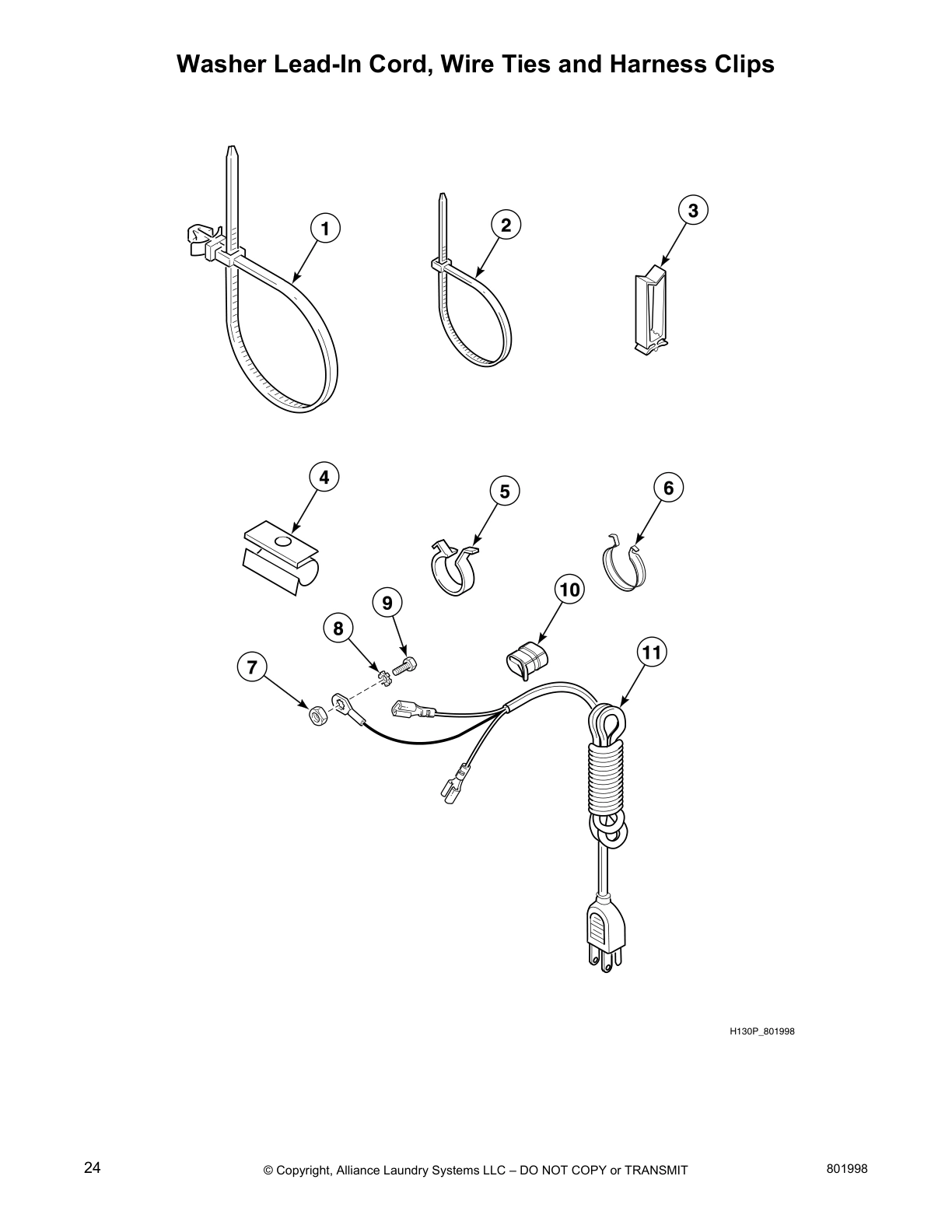 Washer Lead-In Cord, Wire Ties and Harness Clips