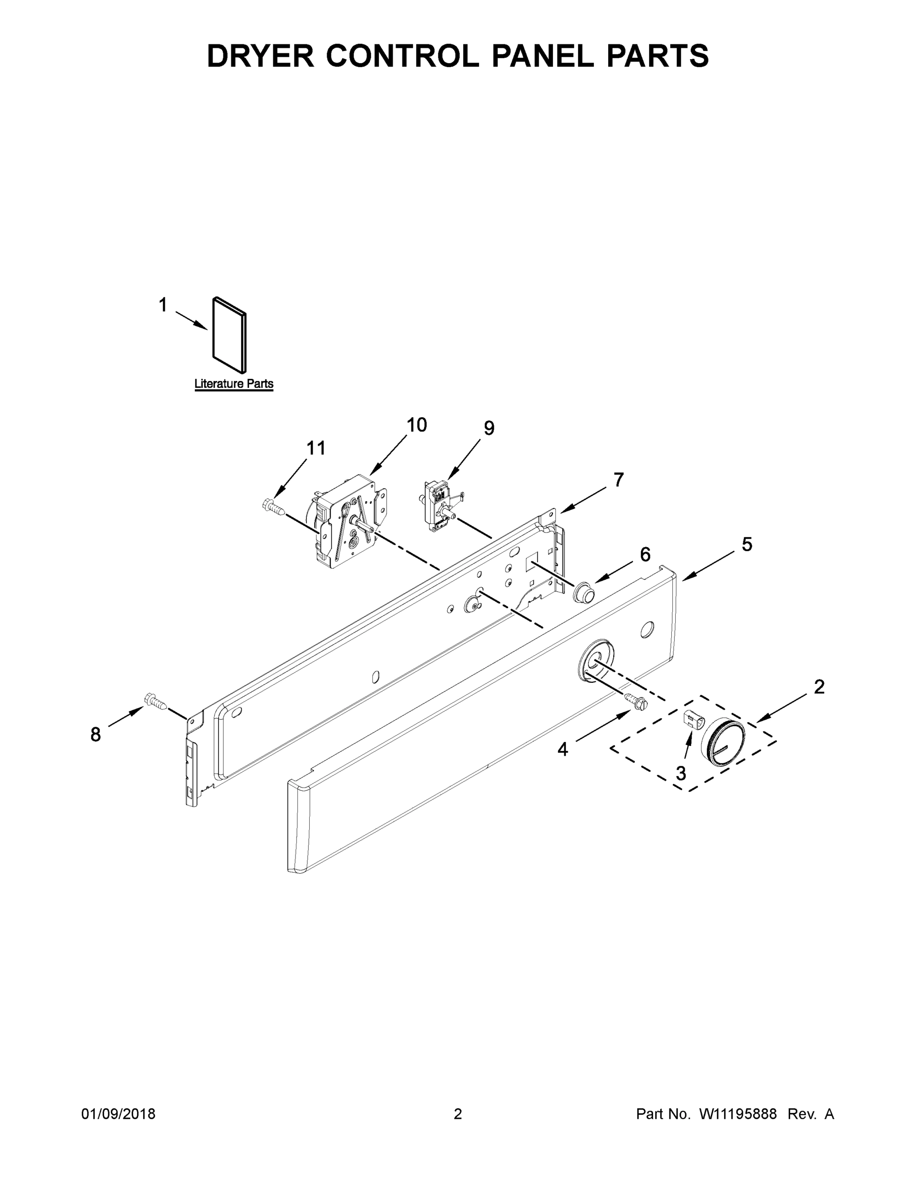 02 - DRYER CONTROL PANEL PARTS