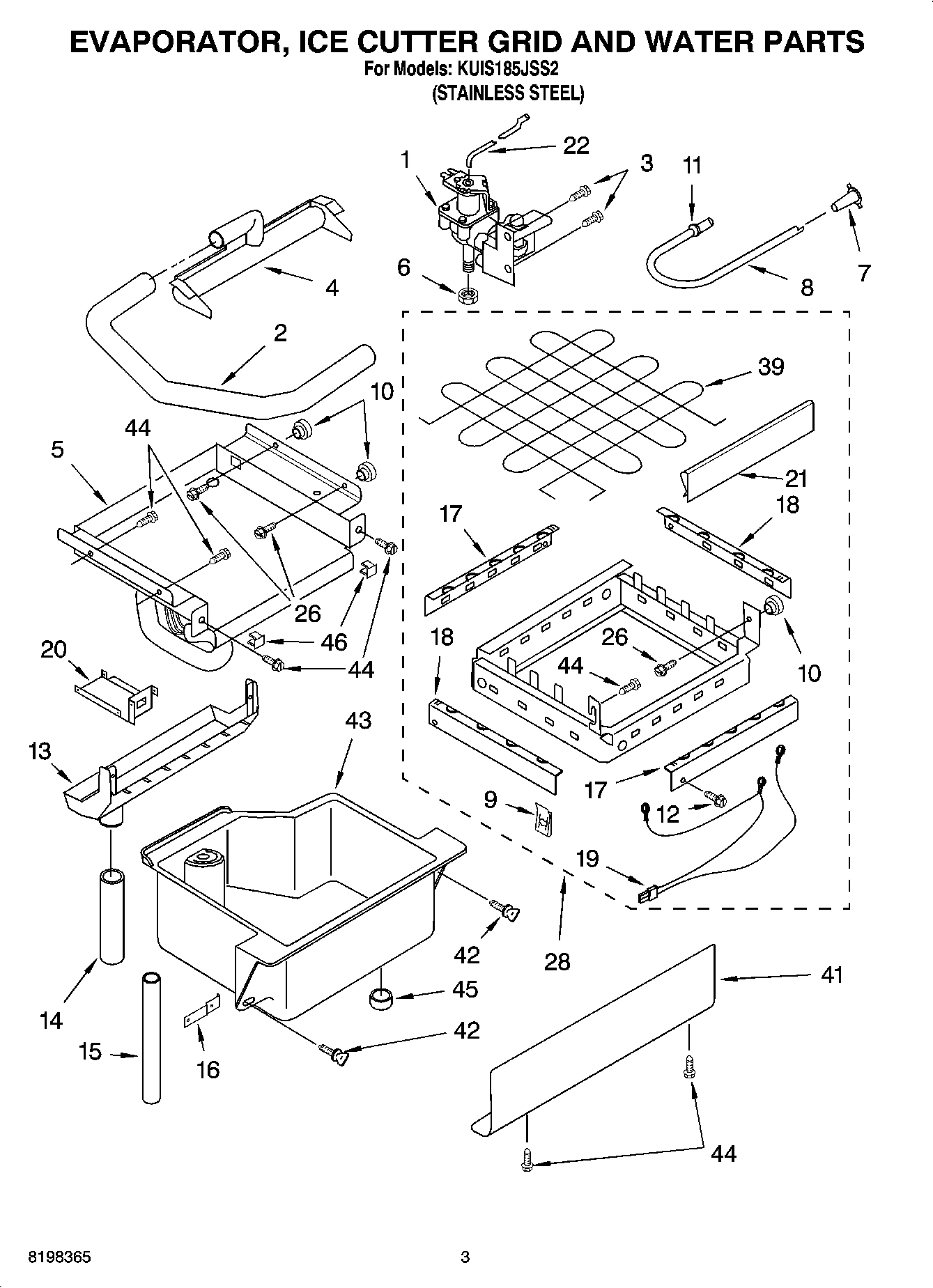 02 - EVAPORATOR, ICE CUTTER GRID AND WATER PARTS