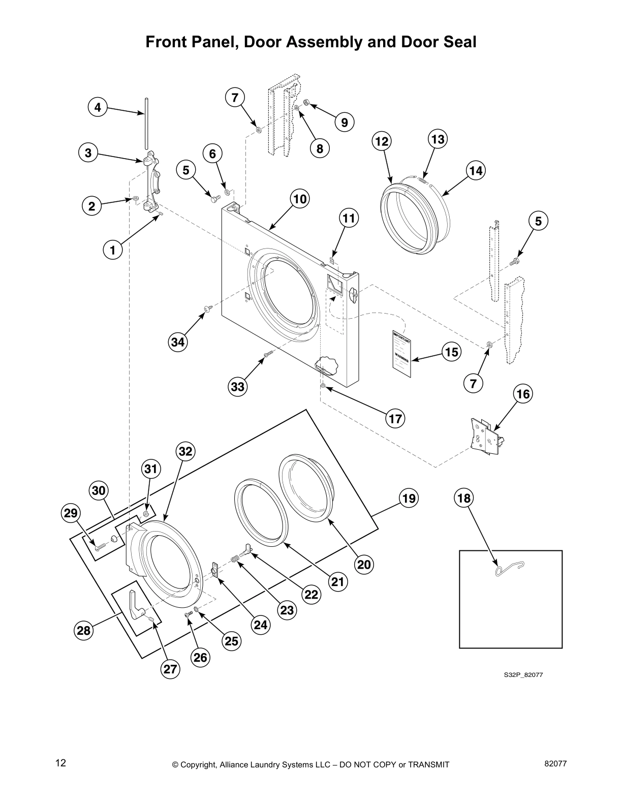 Front Panel, Door Assembly and Door Seal