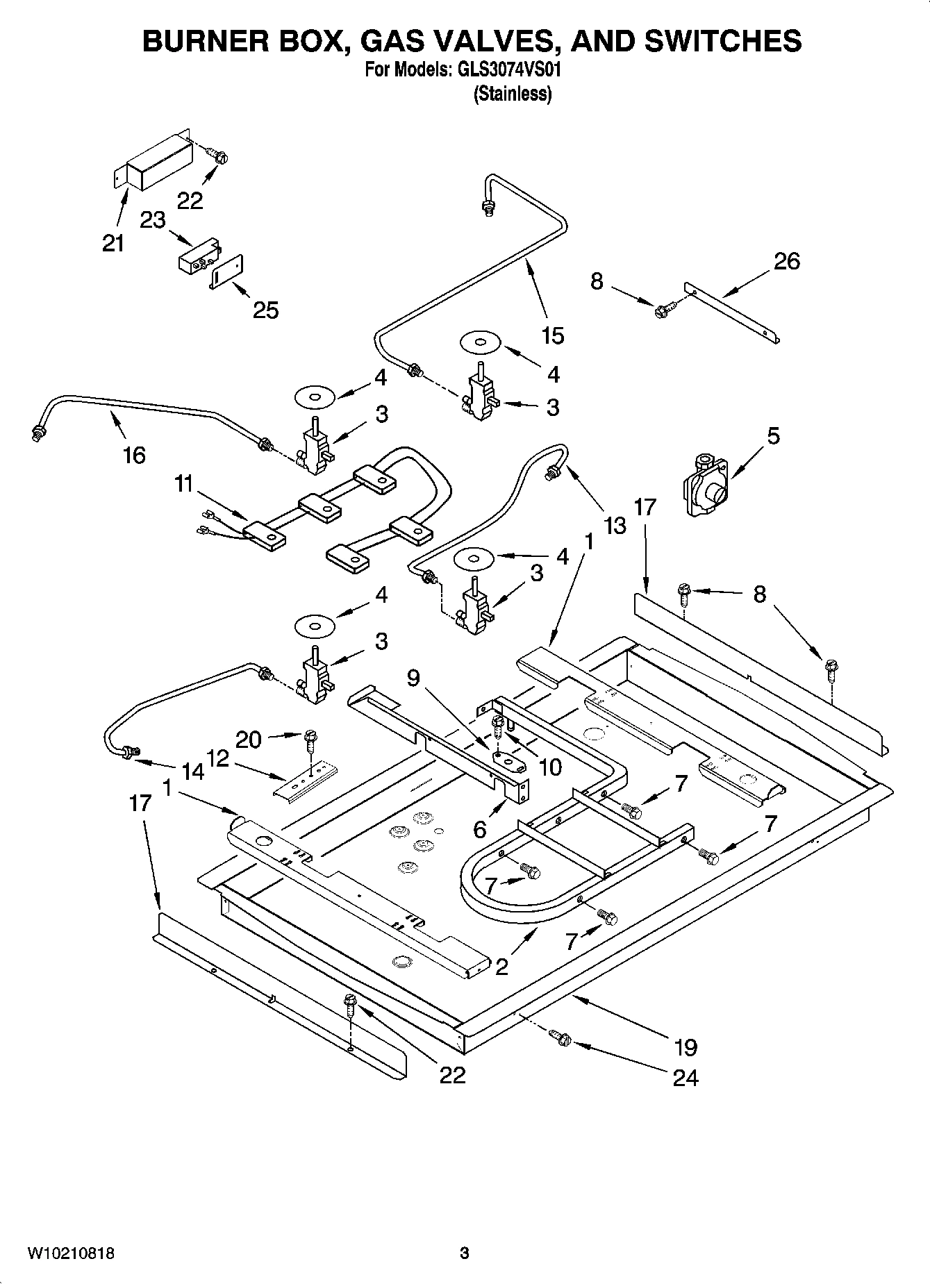 02 - BURNER BOX, GAS VALVES, AND SWITCHES, OPTIONAL PARTS