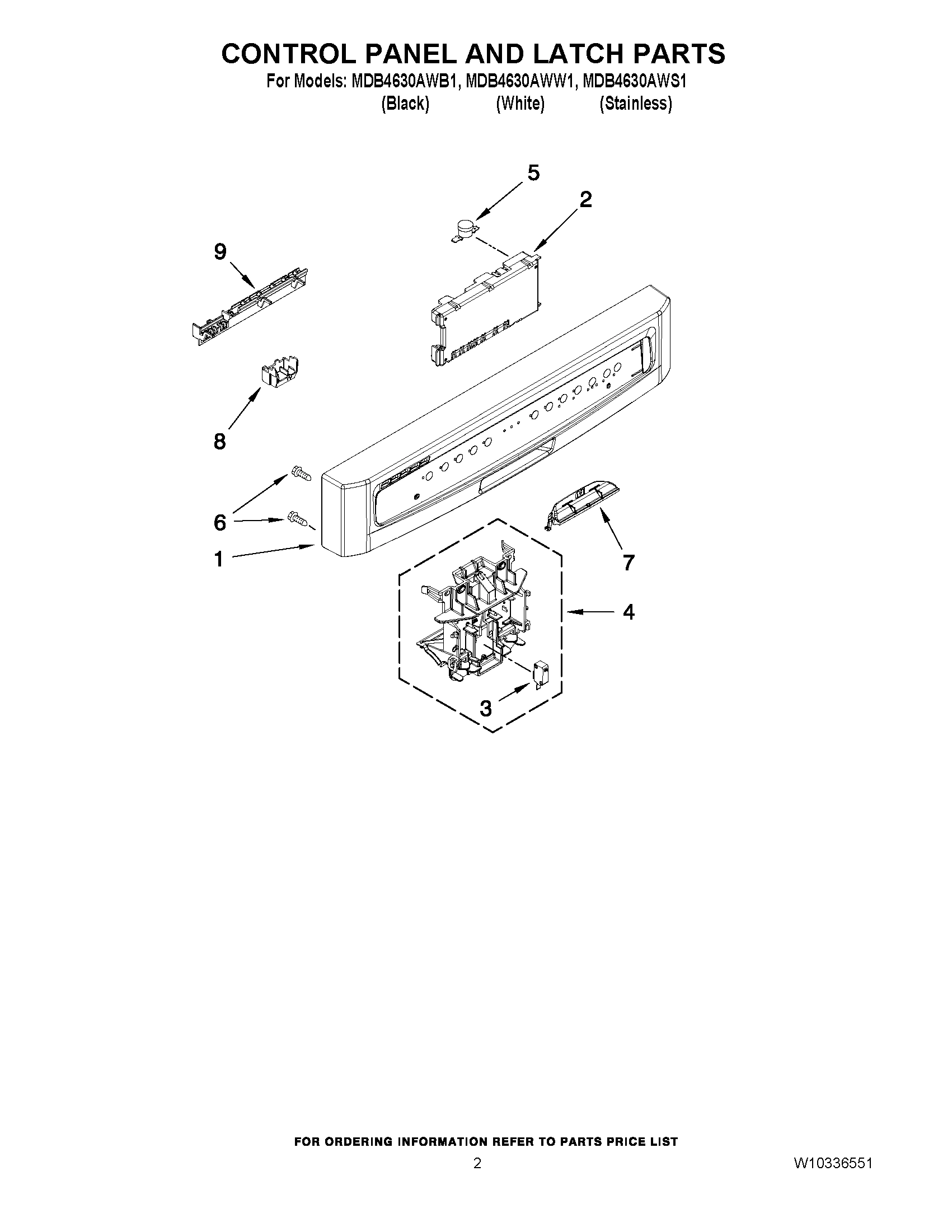 02 - CONTROL PANEL AND LATCH PARTS