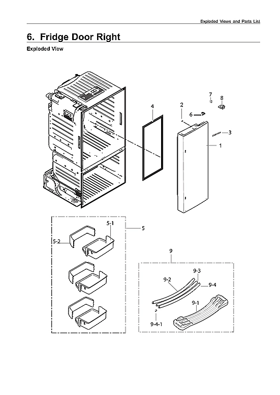 Right Refrigerator Door Parts