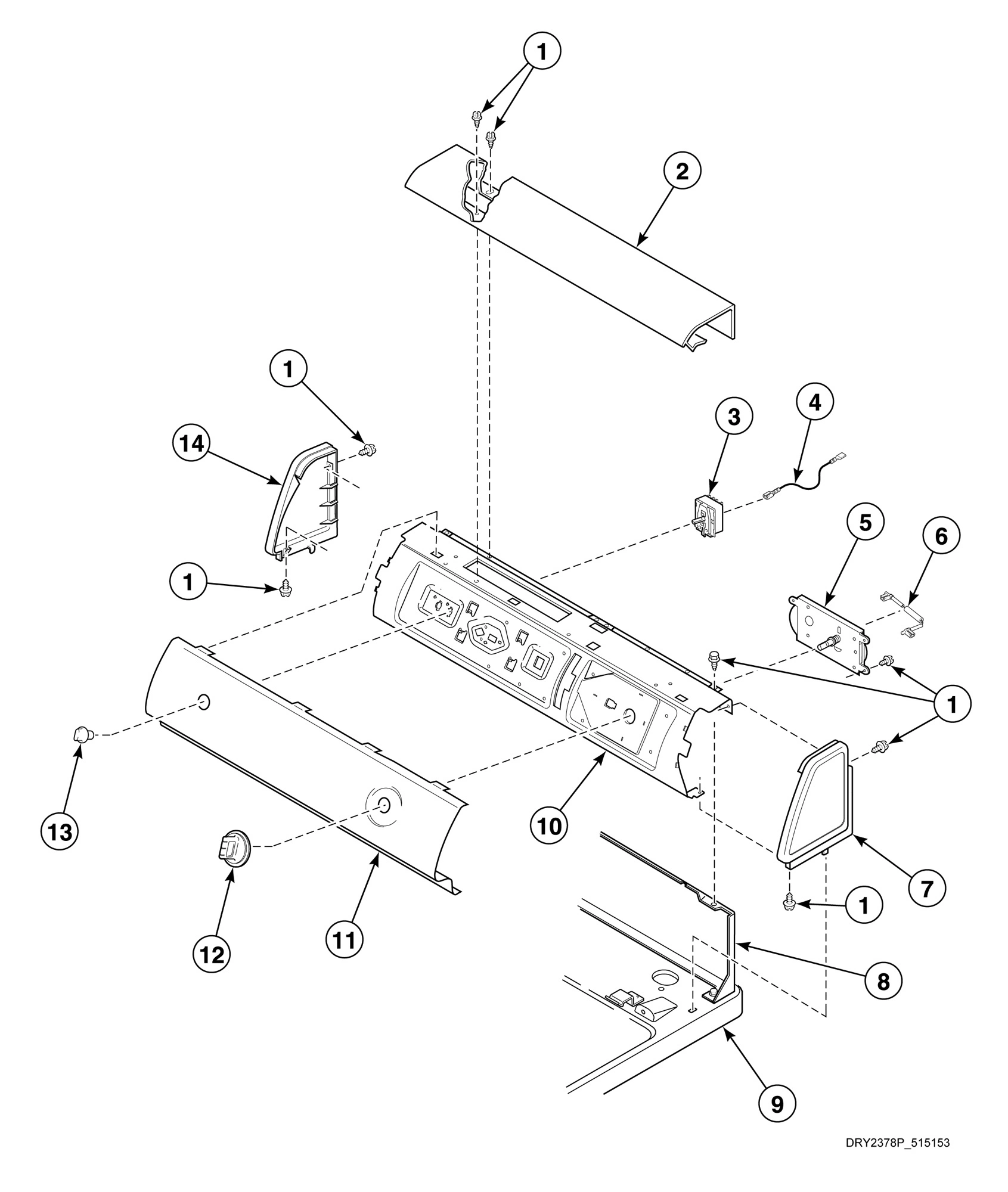 Control Panel and Controls - Rear Control (Drawing 1 of 2)
