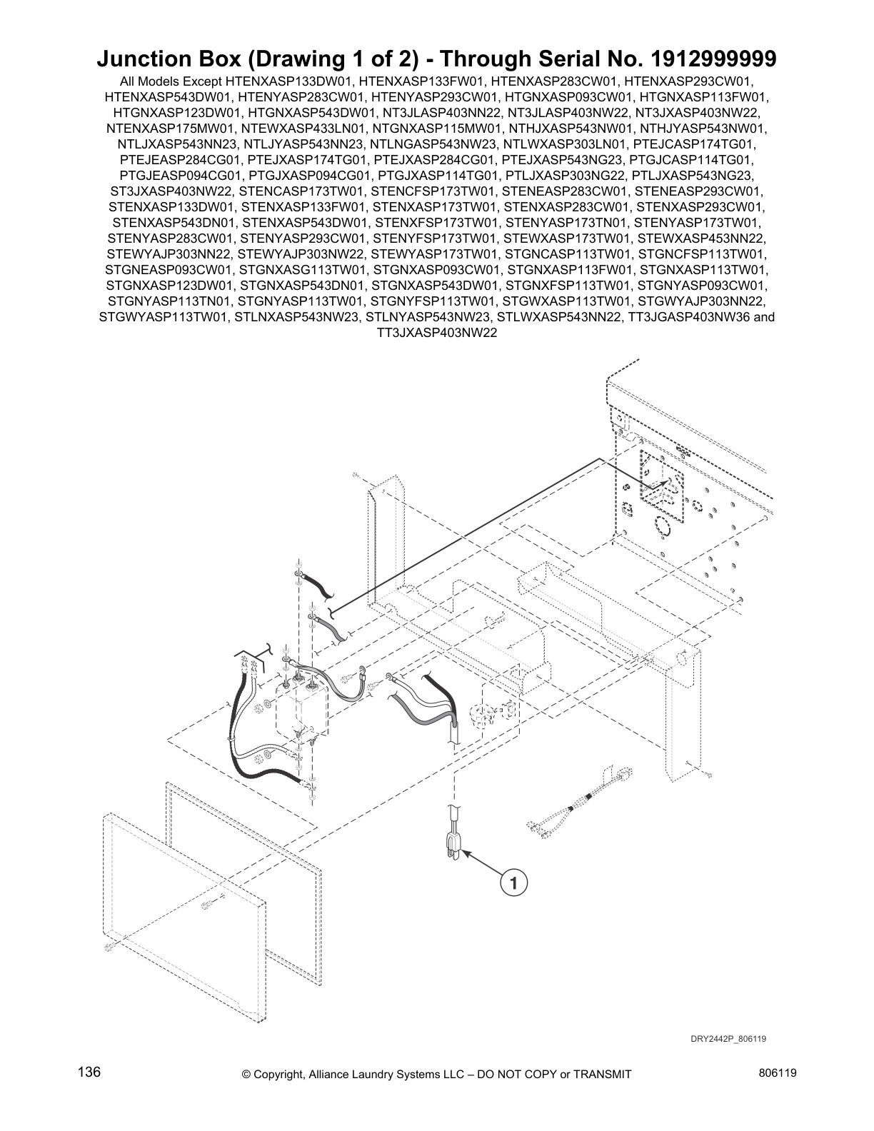 Junction Box (Drawing 1 of 2) - Through Serial No. 1912999999