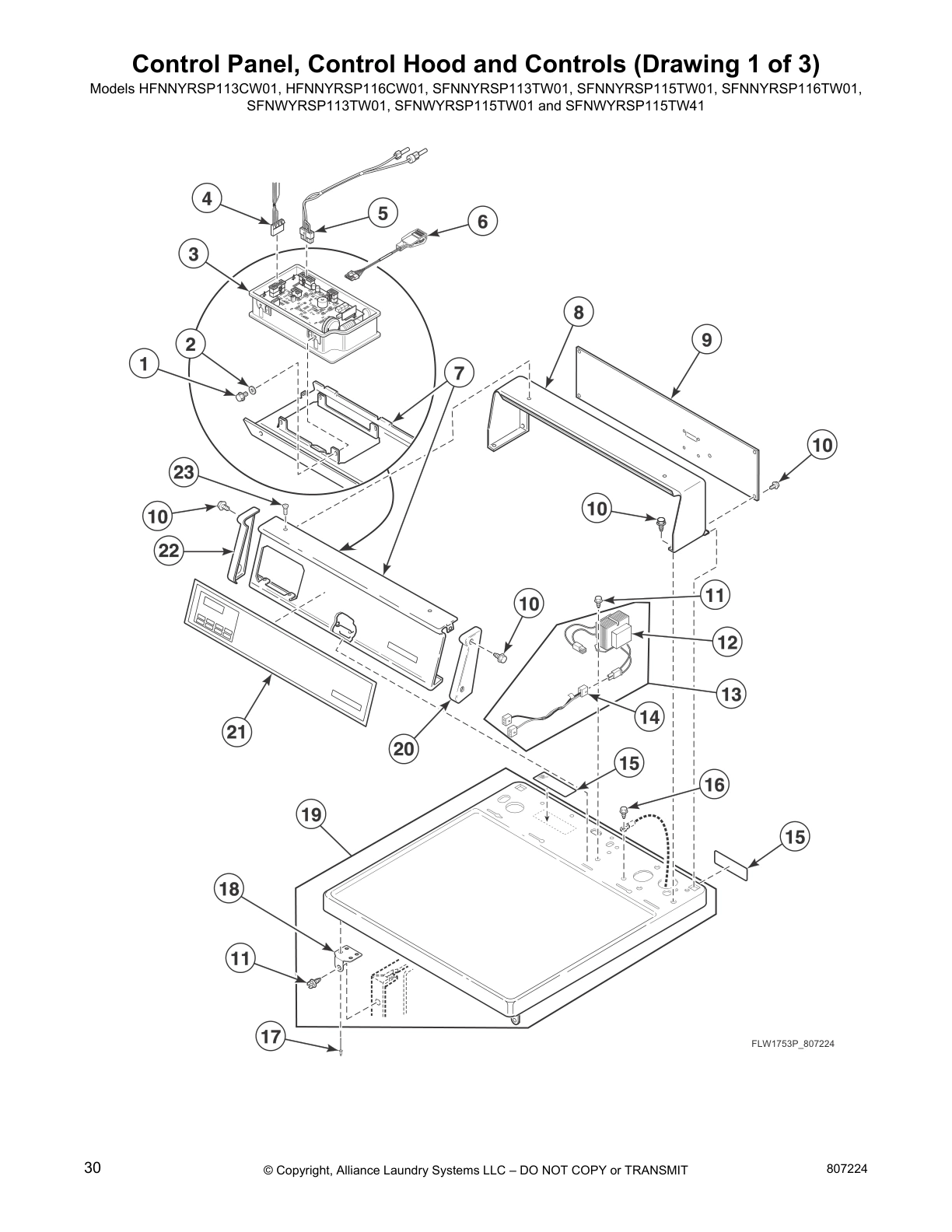 Control Panel, Control Hood and Controls (Drawing 1 of 3)