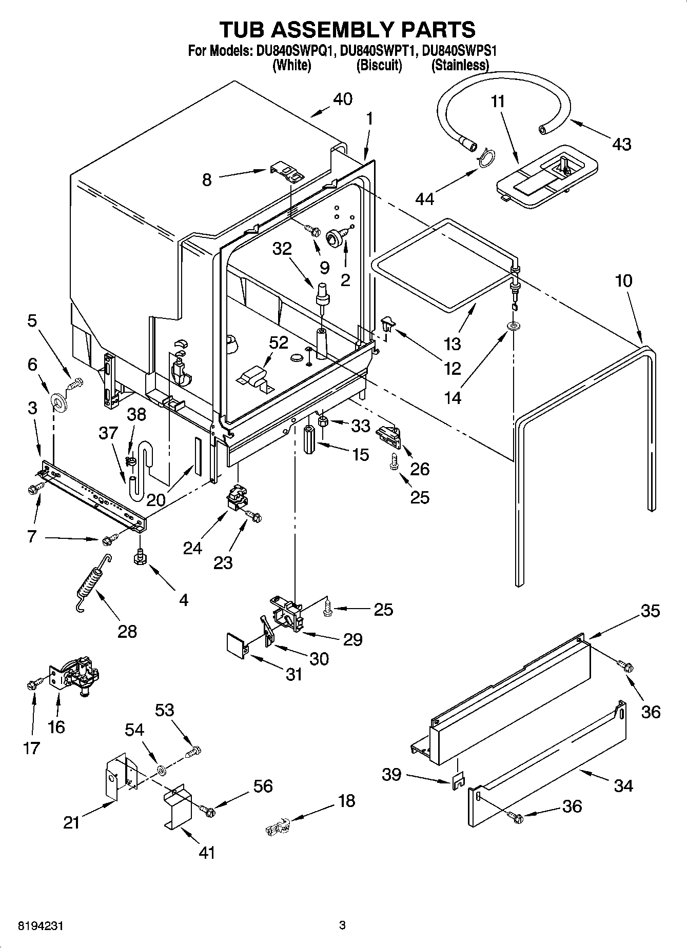 03 - TUB ASSEMBLY PARTS