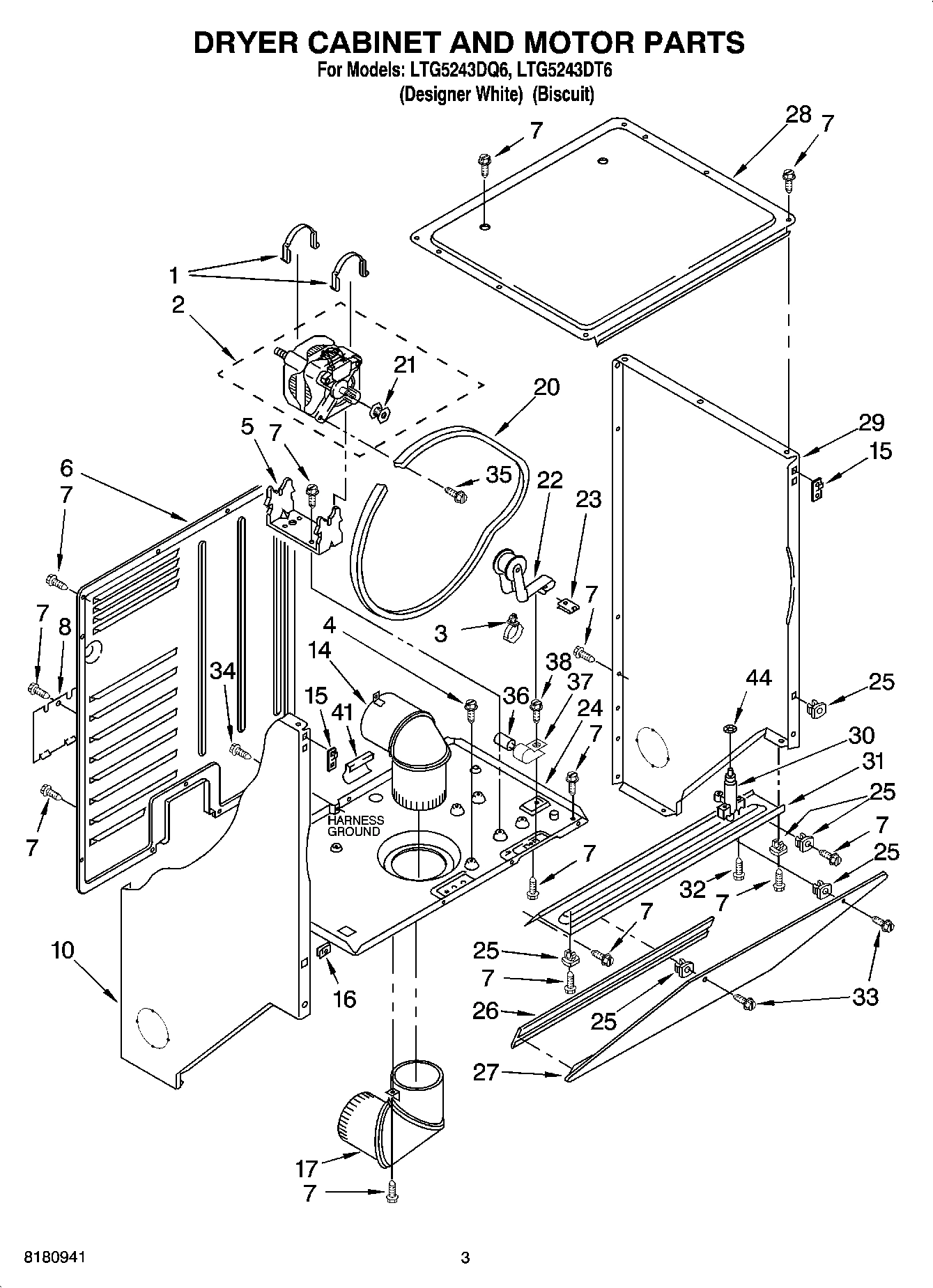 03 - DRYER CABINET AND MOTOR PARTS