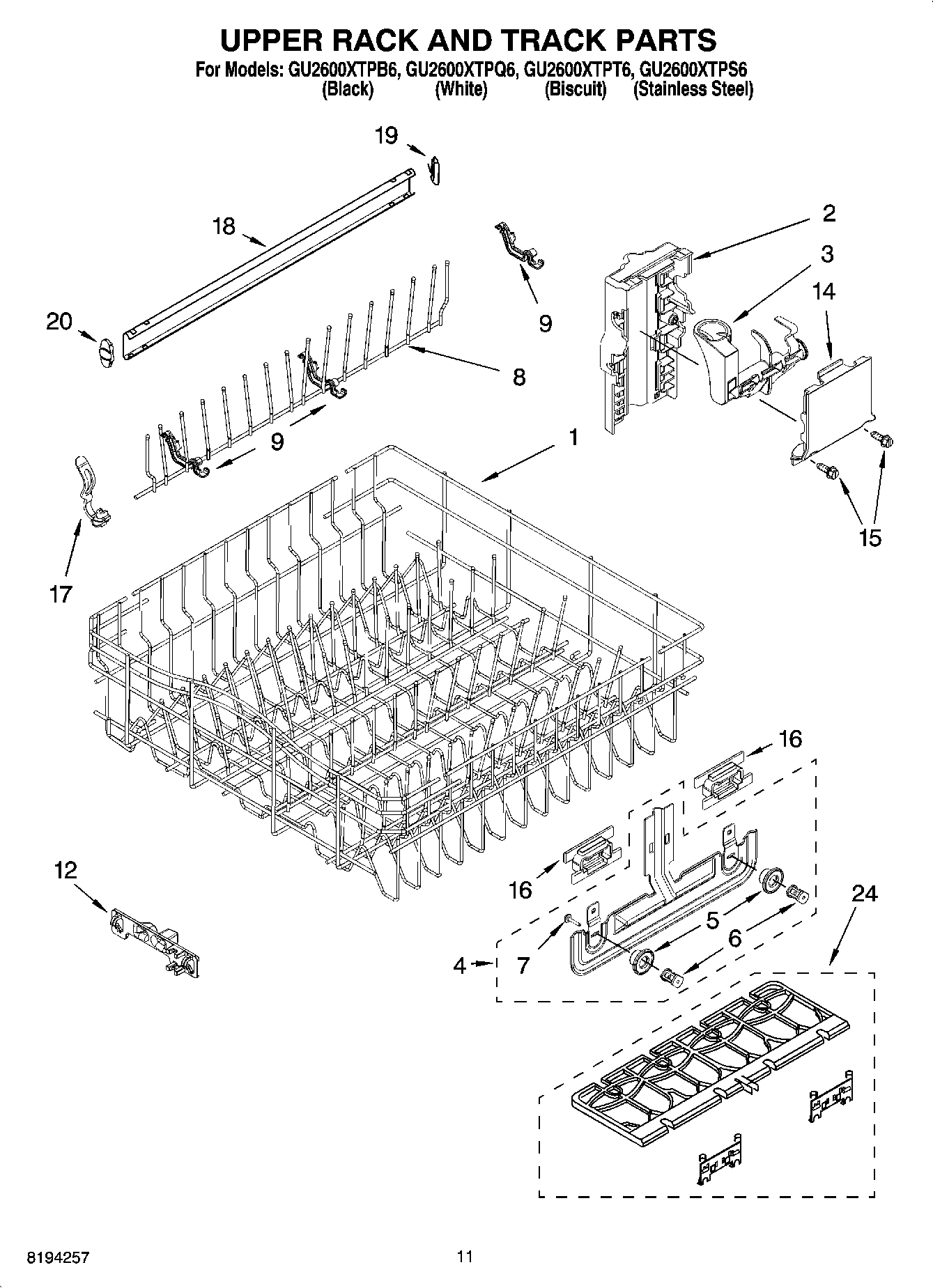 09 - UPPER RACK AND TRACK PARTS