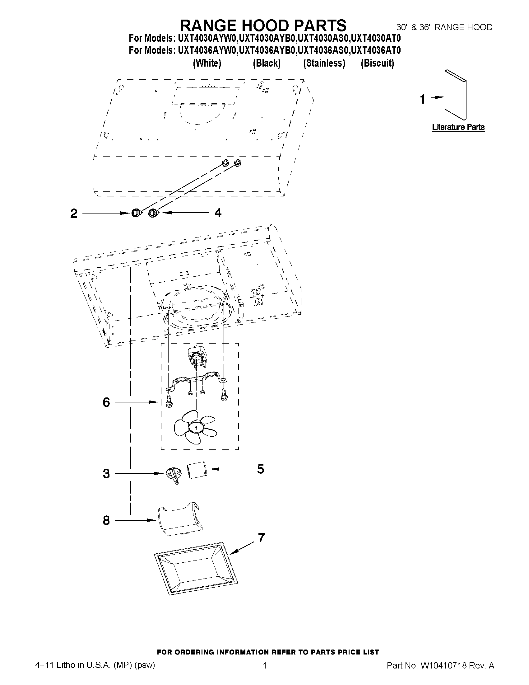 01 - RANGE HOOD PARTS
