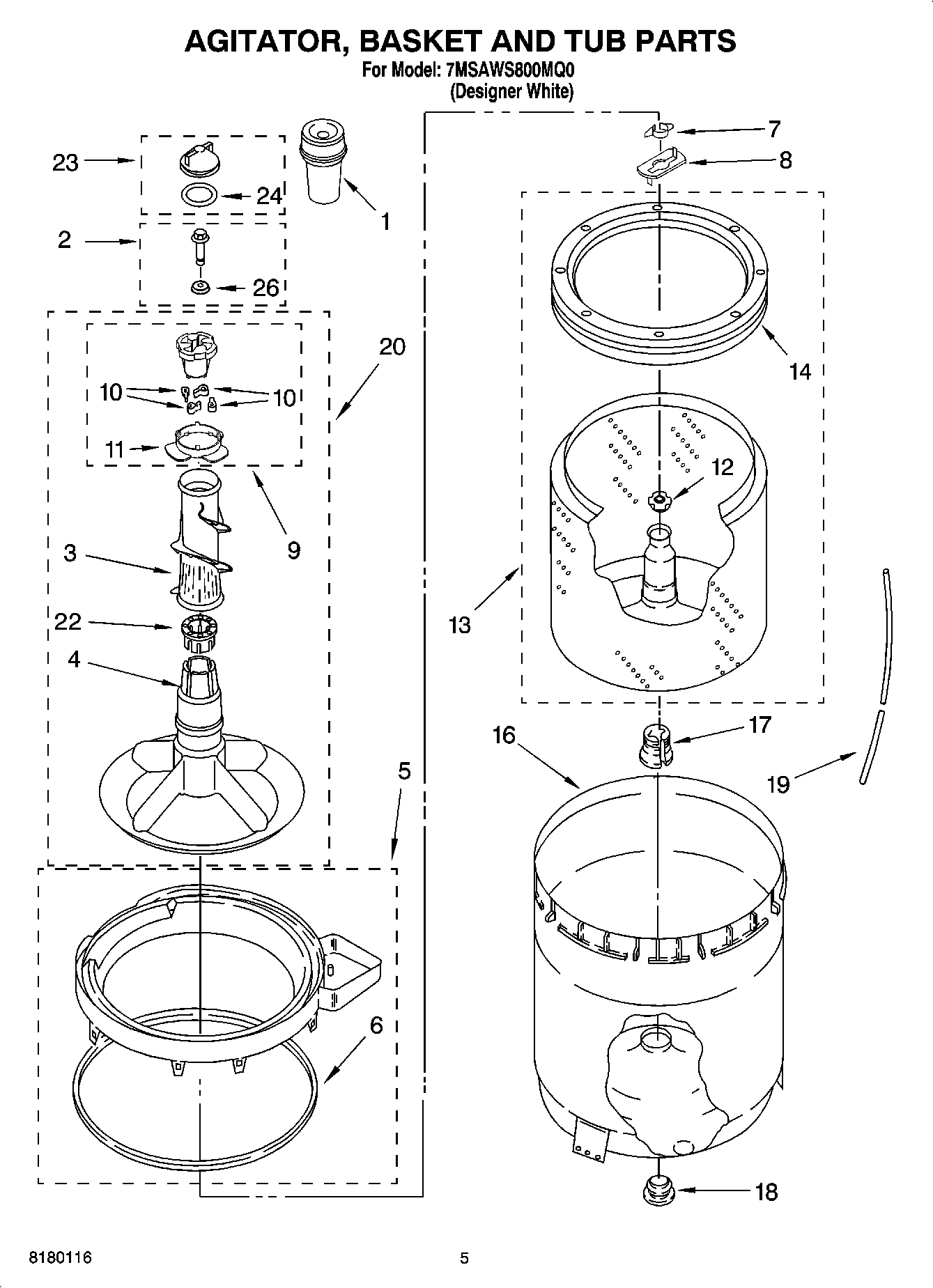 03 - AGITATOR, BASKET AND TUB PARTS